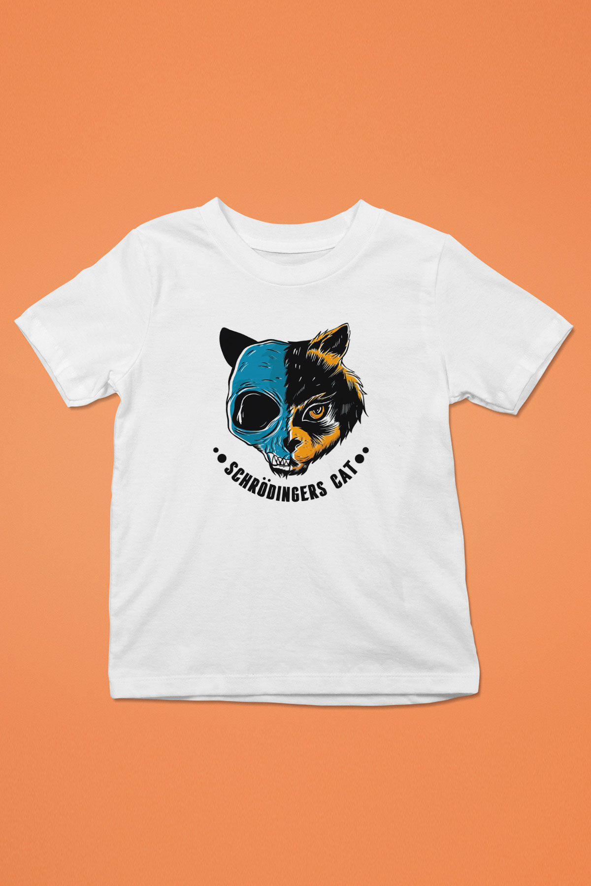 Schrödingerin Kedisi Ölü-Diri Baskılı Unisex Beyaz Çocuk Tişörtü - Tshirt