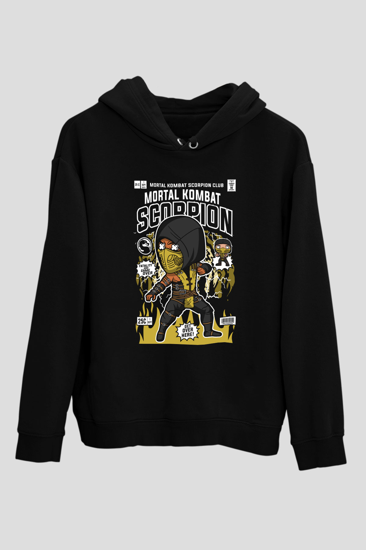 Scorpion Baskılı Unisex Siyah Hoodie