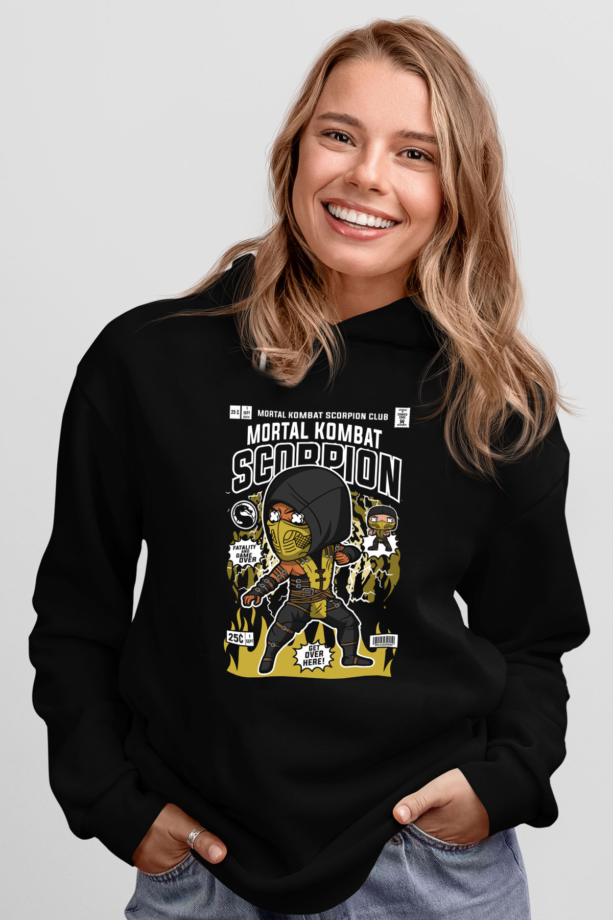 Scorpion Baskılı Unisex Siyah Hoodie