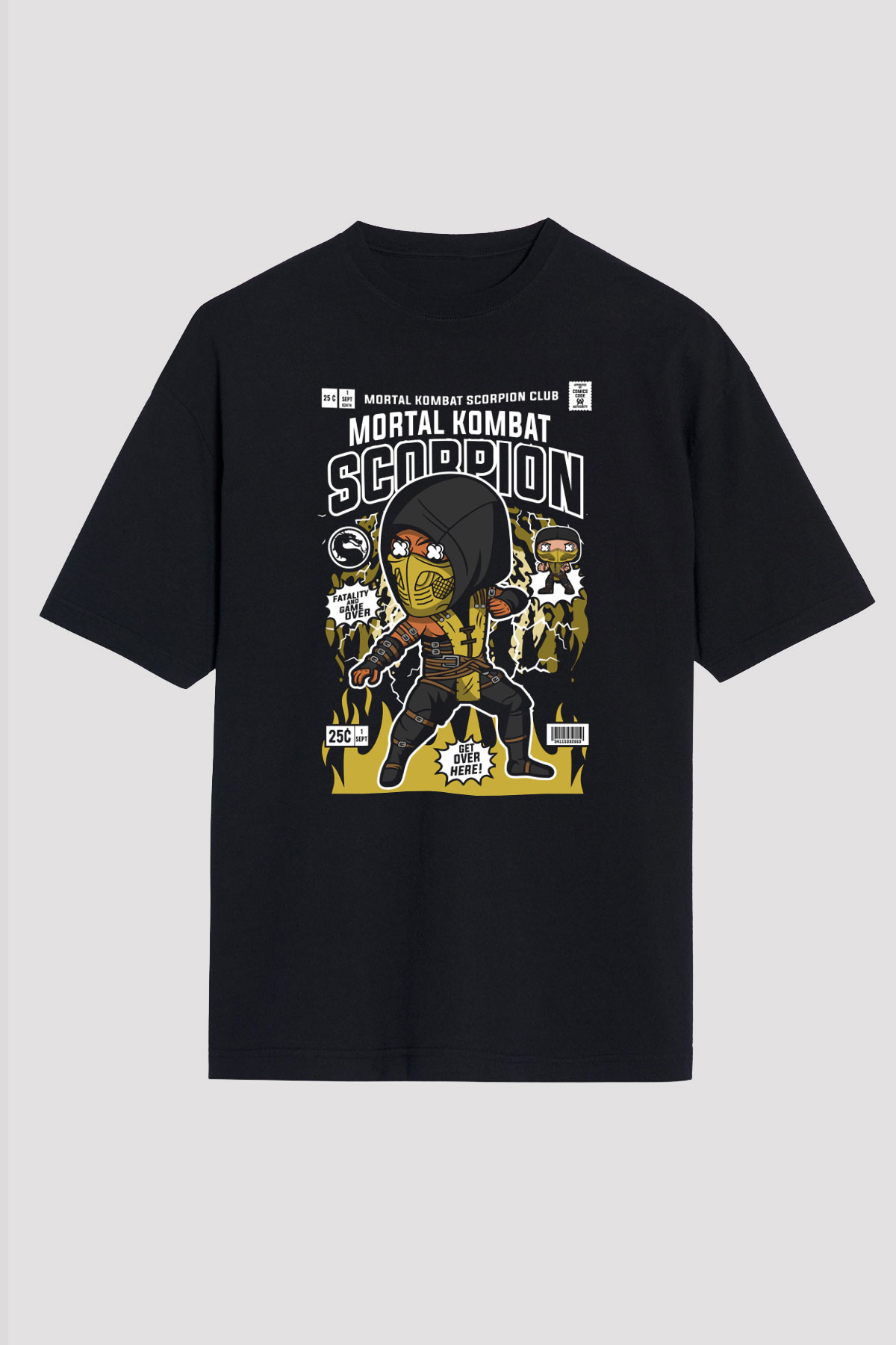 Scorpion Baskılı Unisex Siyah Oversize Tişört