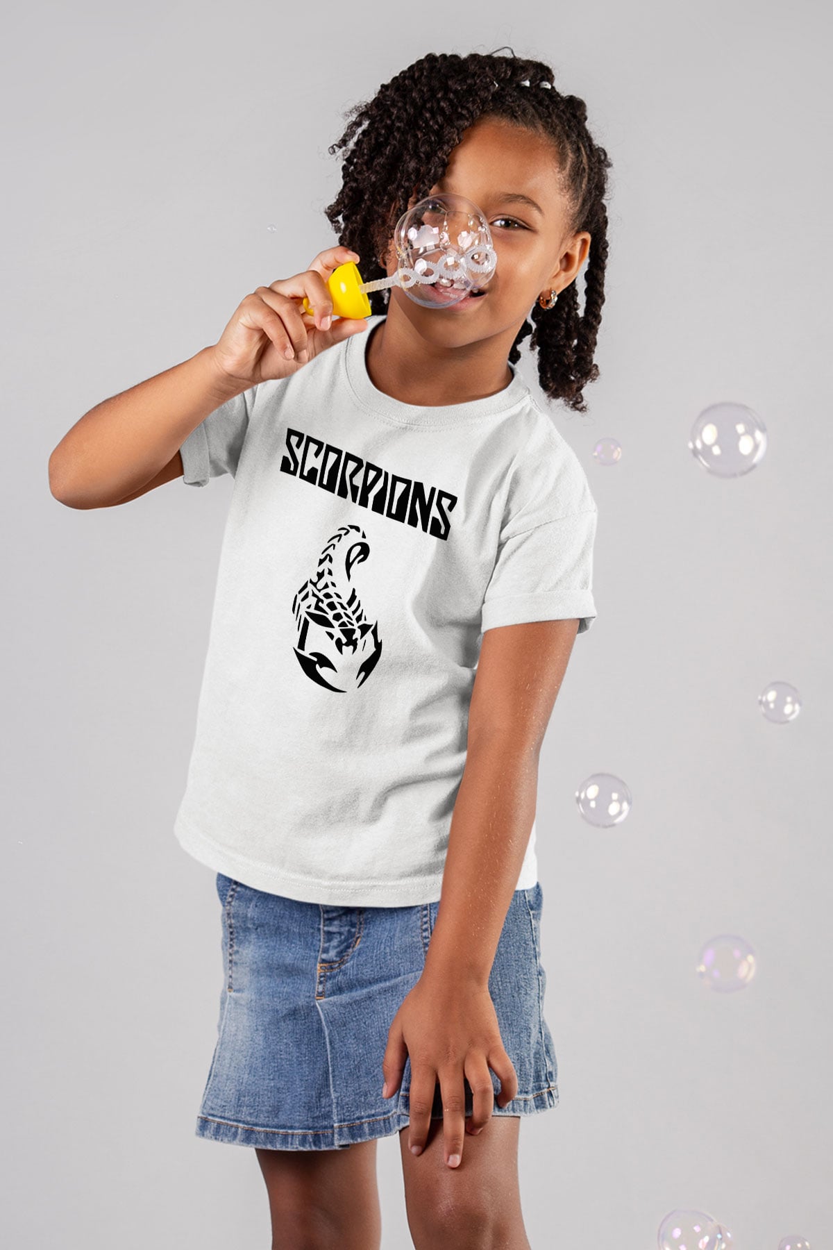 Scorpions Baskılı Beyaz Unisex Çocuk Tişört