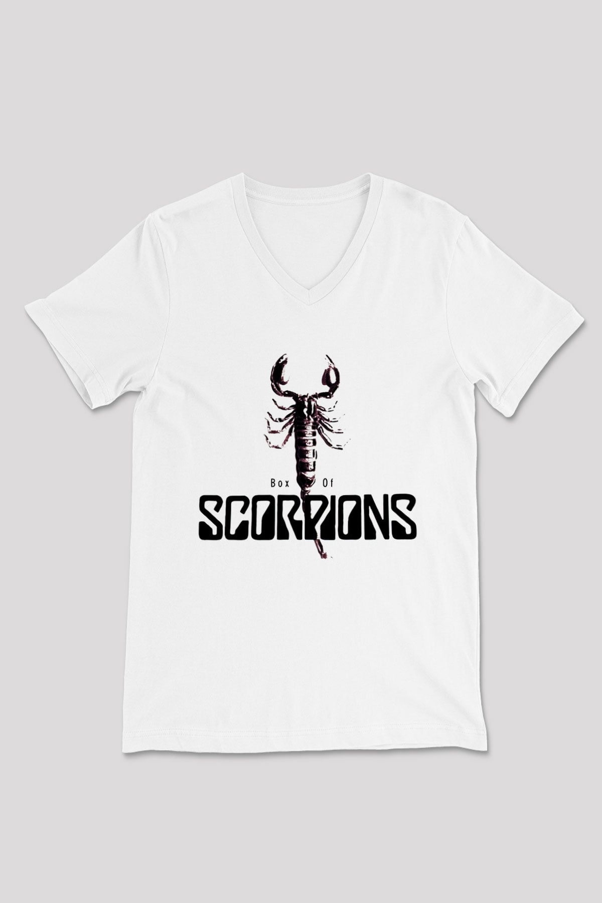 Scorpions Beyaz Unisex V Yaka Tişört T-Shirt
