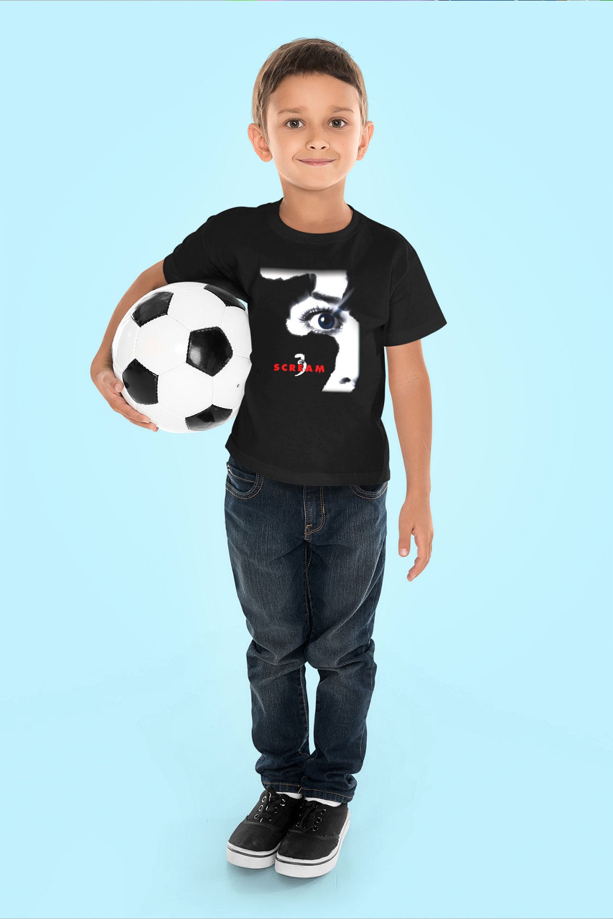 Scream Baskılı Siyah Unisex Çocuk Tişört