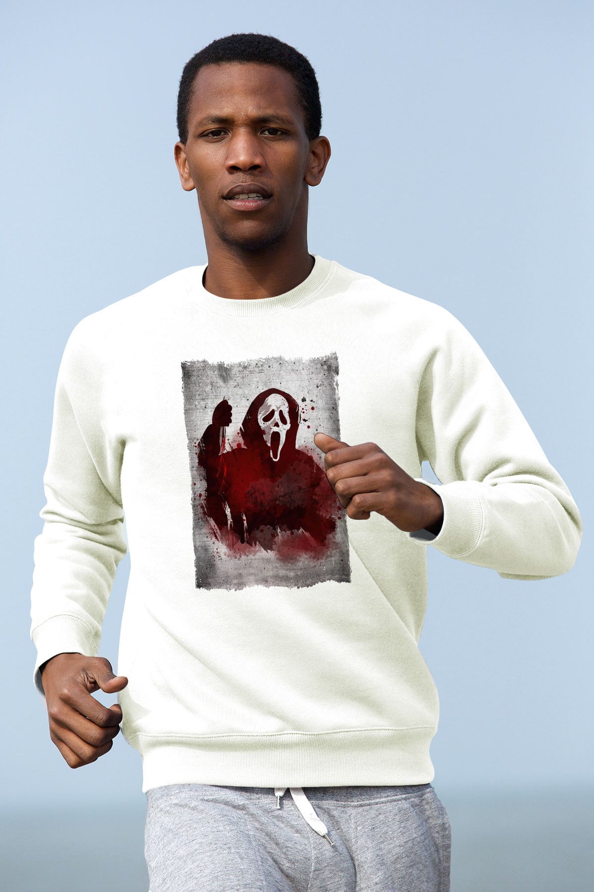 Scream Beyaz Unisex Sweatshirt