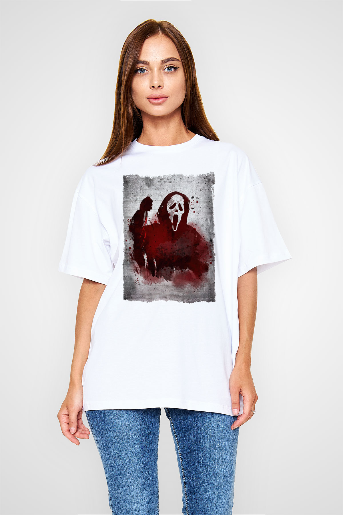 Scream Beyaz Oversize Tişört Oversize T-shirt