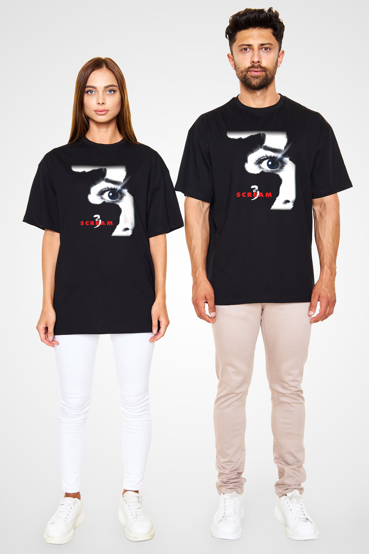 Scream Siyah Unisex Oversize Tişört T-Shirt