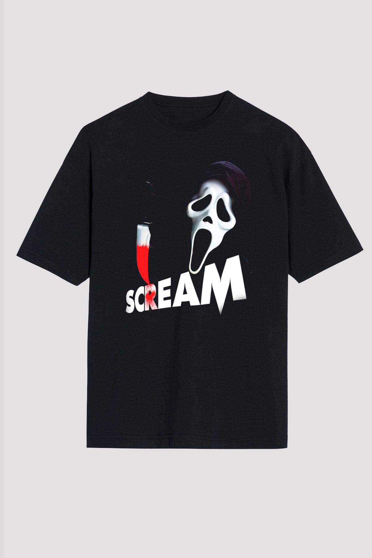 Scream Siyah Unisex Oversize Tişört T-Shirt