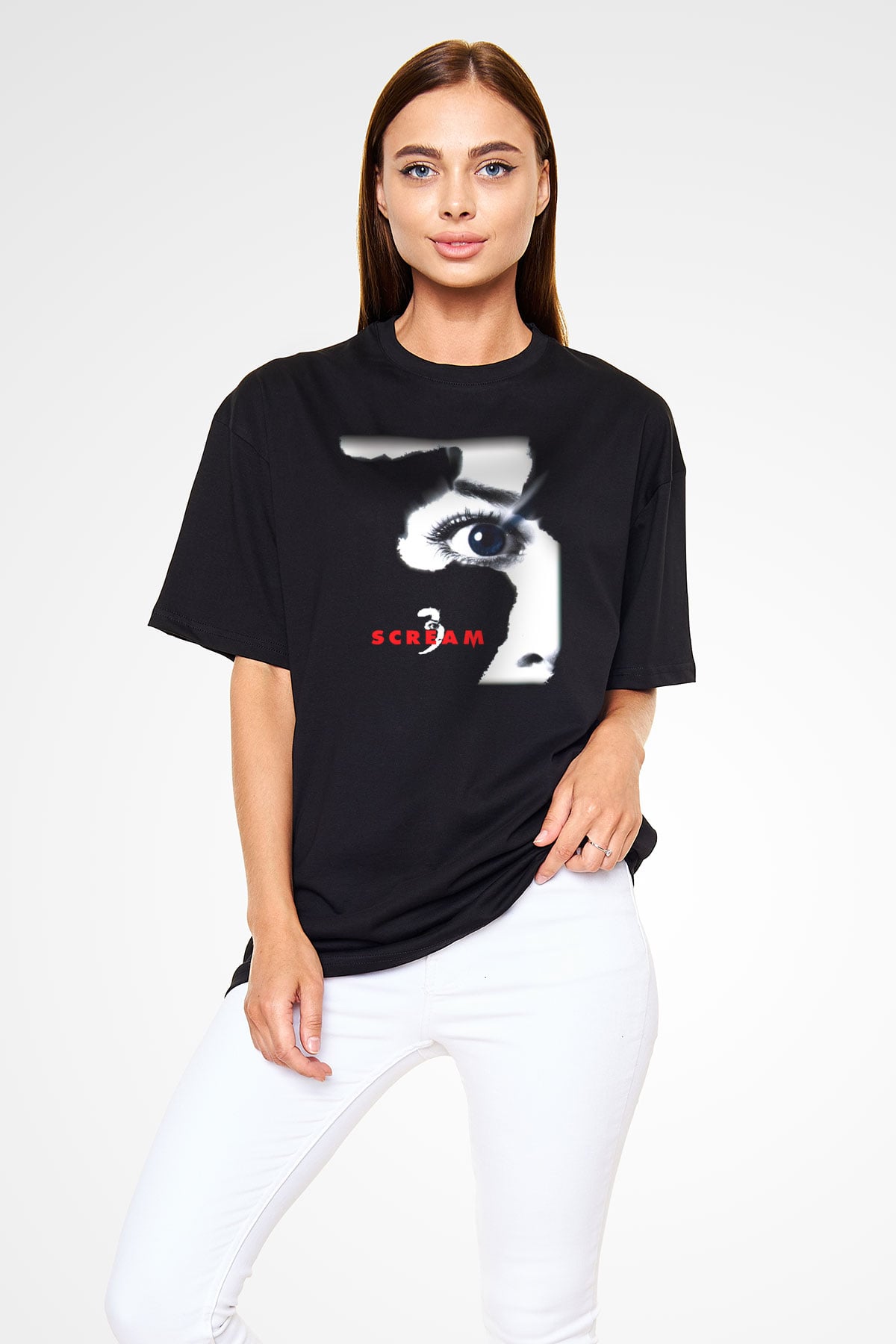 Scream Siyah Unisex Oversize Tişört T-Shirt