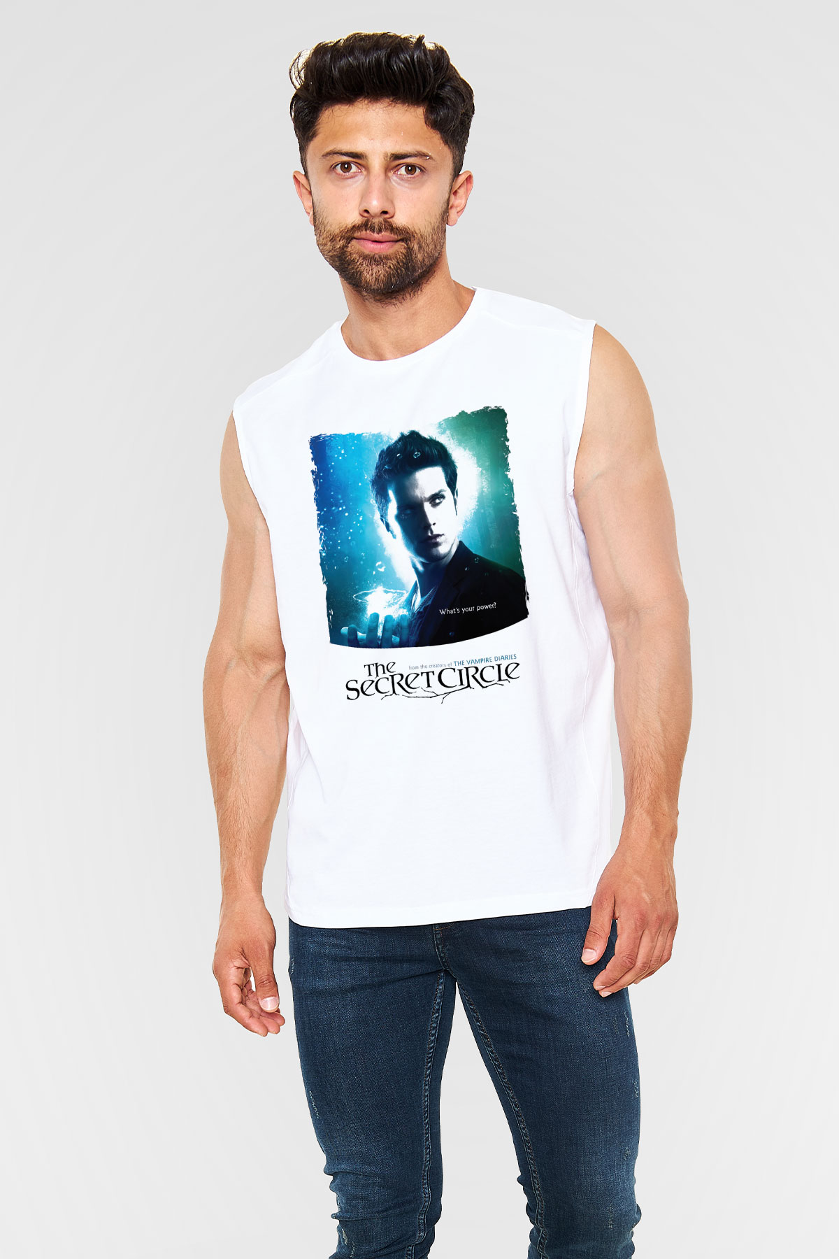 Secret Circle Beyaz Unisex Kolsuz Tişört
