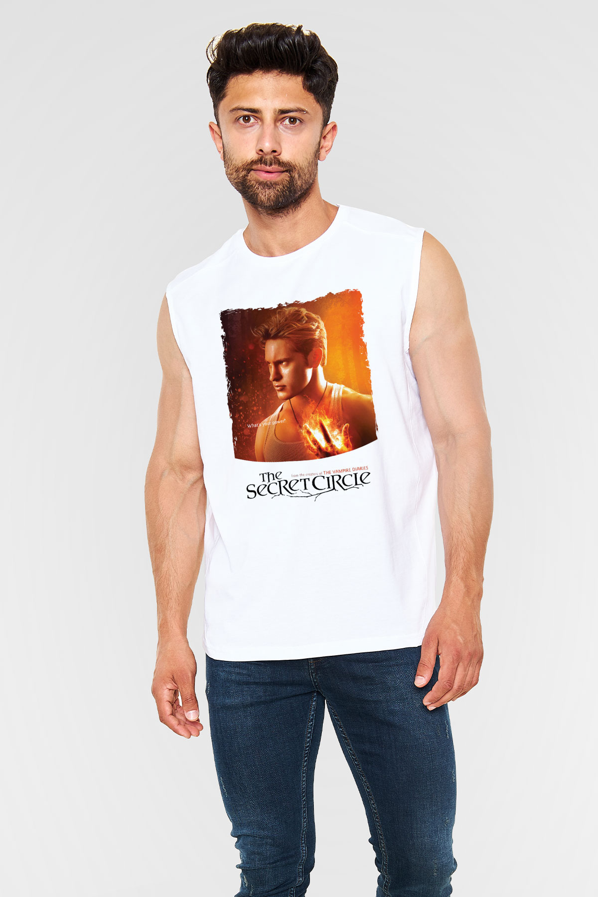 Secret Circle Beyaz Unisex Kolsuz Tişört