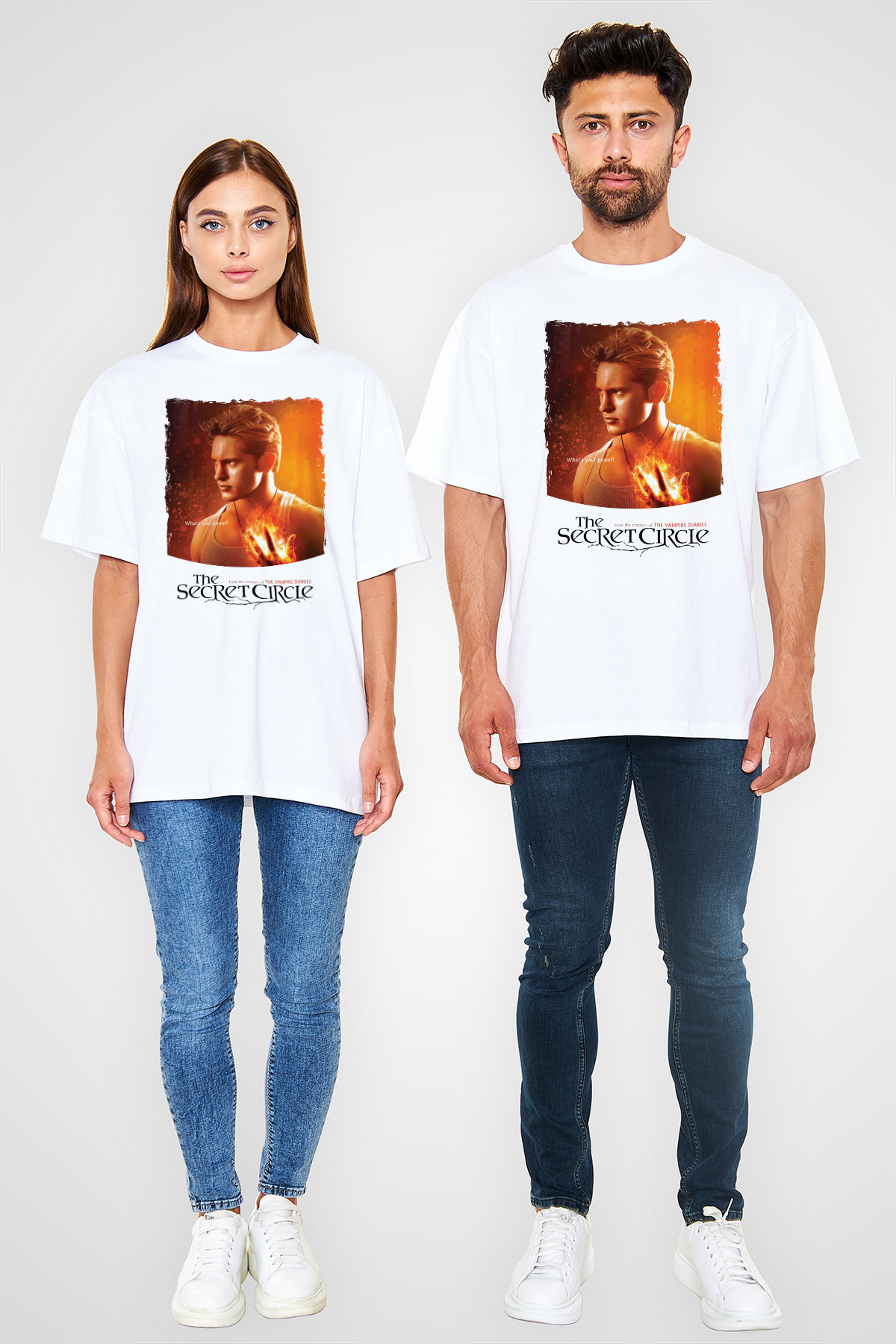 Secret Circle Beyaz Oversize Tişört Oversize T-shirt