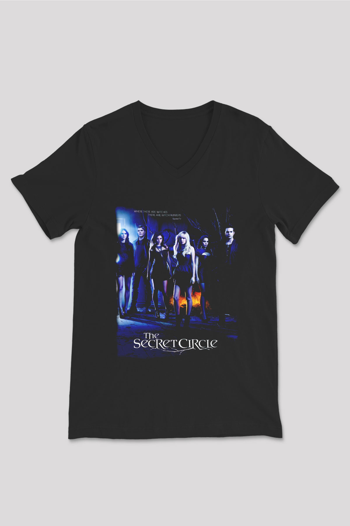 Secret Circle Siyah Unisex V Yaka Tişört