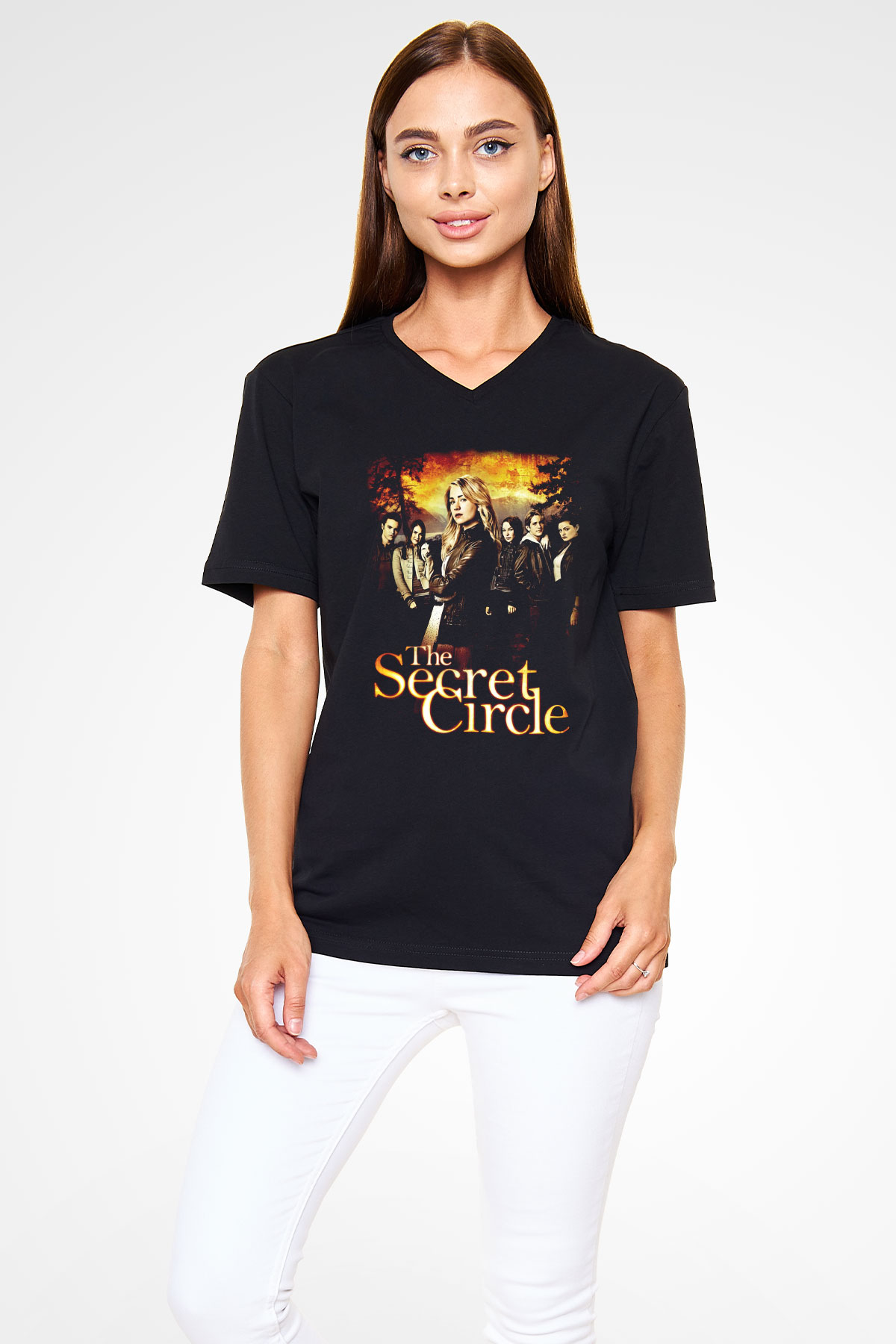 Secret Circle Siyah Unisex V Yaka Tişört