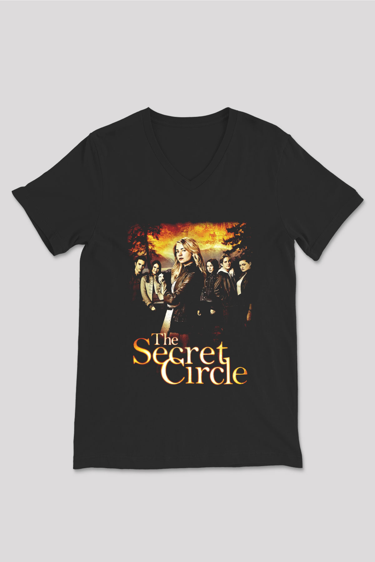 Secret Circle Siyah Unisex V Yaka Tişört