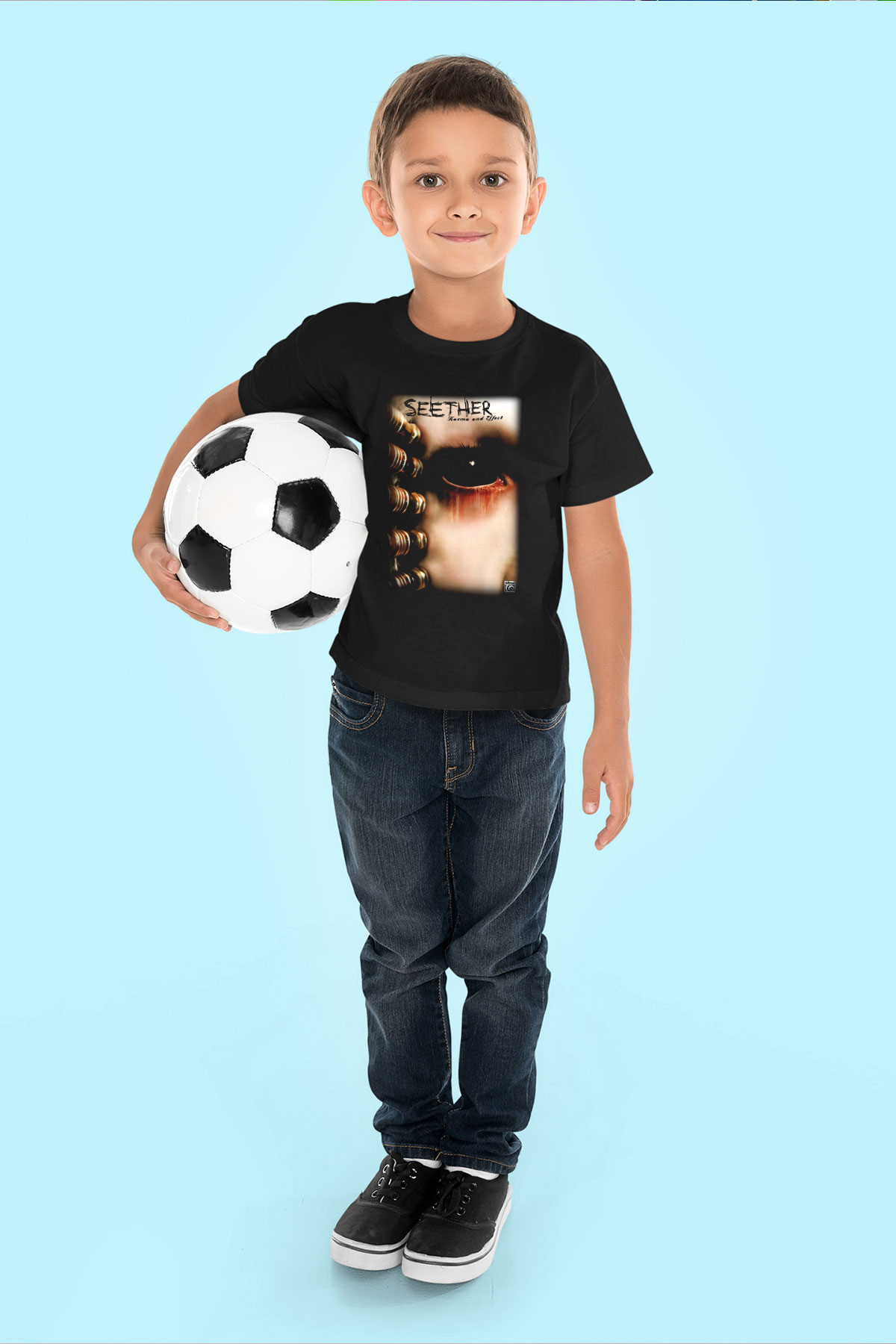 Seether Baskılı Siyah Unisex Çocuk Tişört