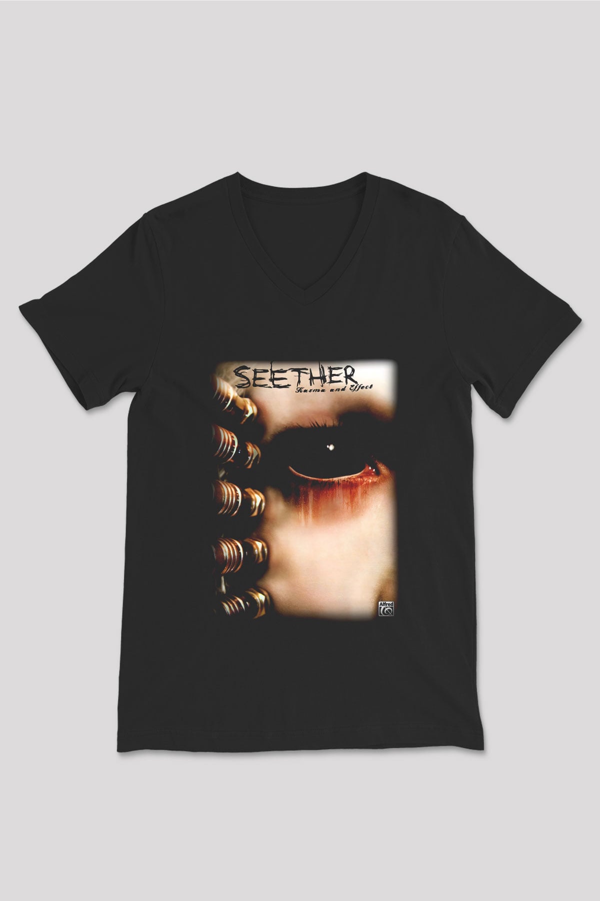 Seether Siyah Unisex V Yaka Tişört T-Shirt