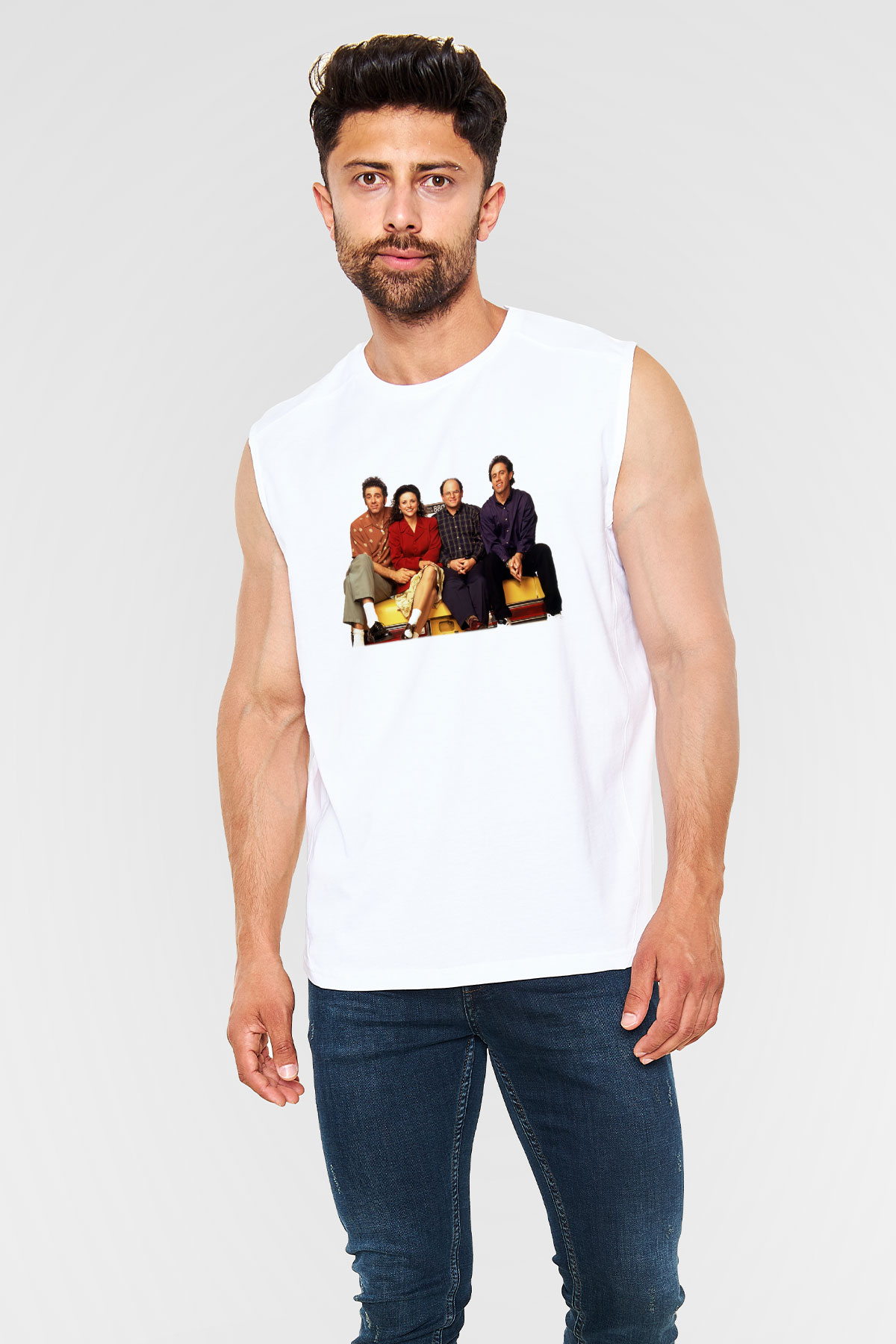 Seinfeld Beyaz Unisex Kolsuz Tişört
