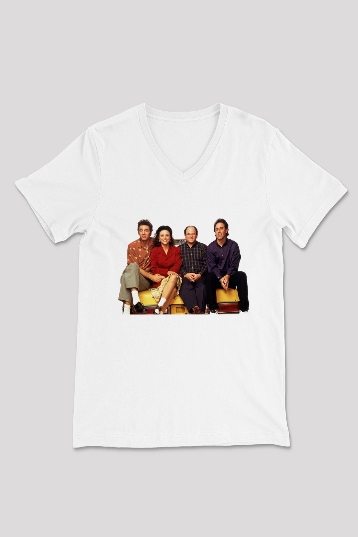Seinfeld Beyaz Unisex V Yaka Tişört T-Shirt