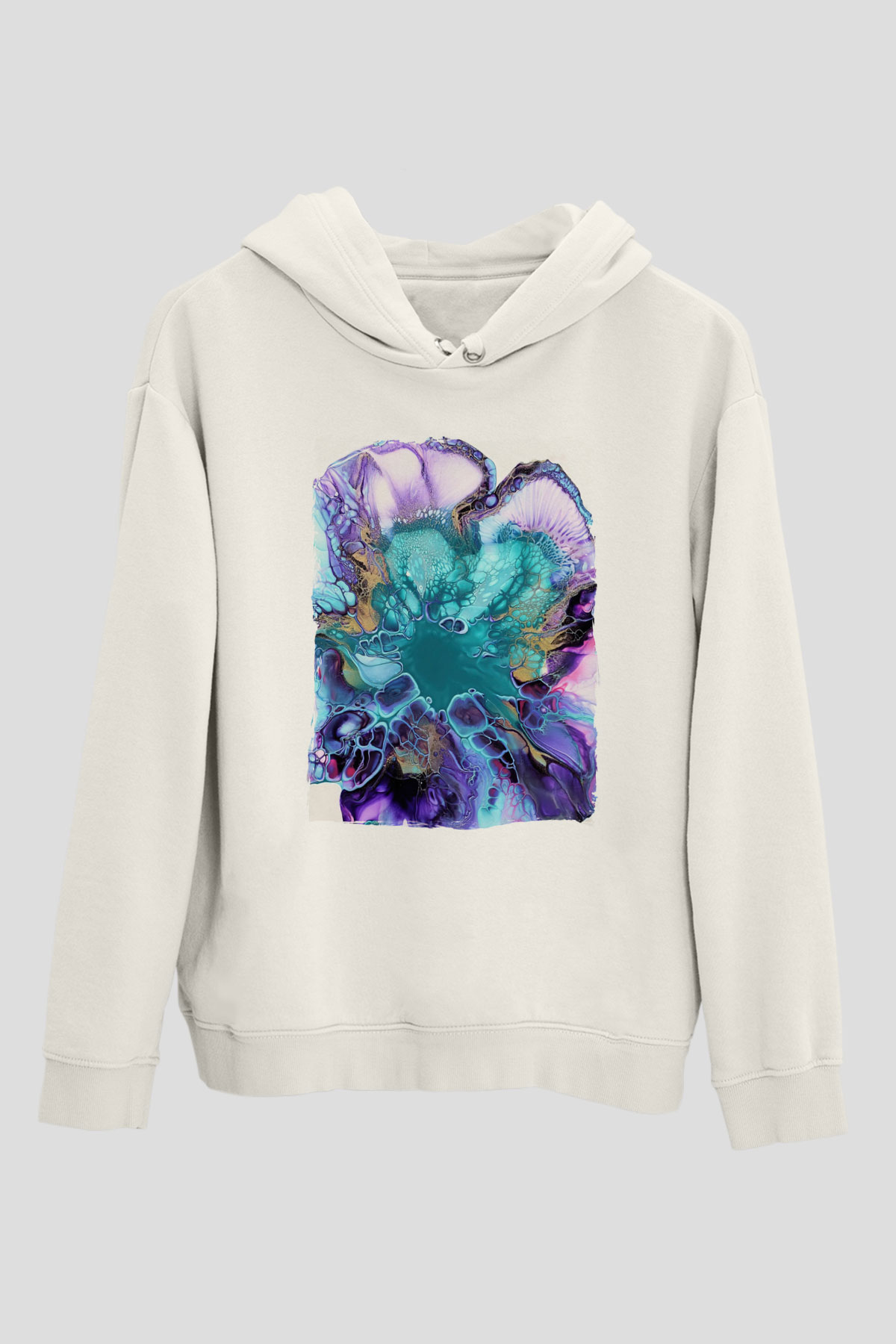 Şekil Beyaz Unisex Hoodie
