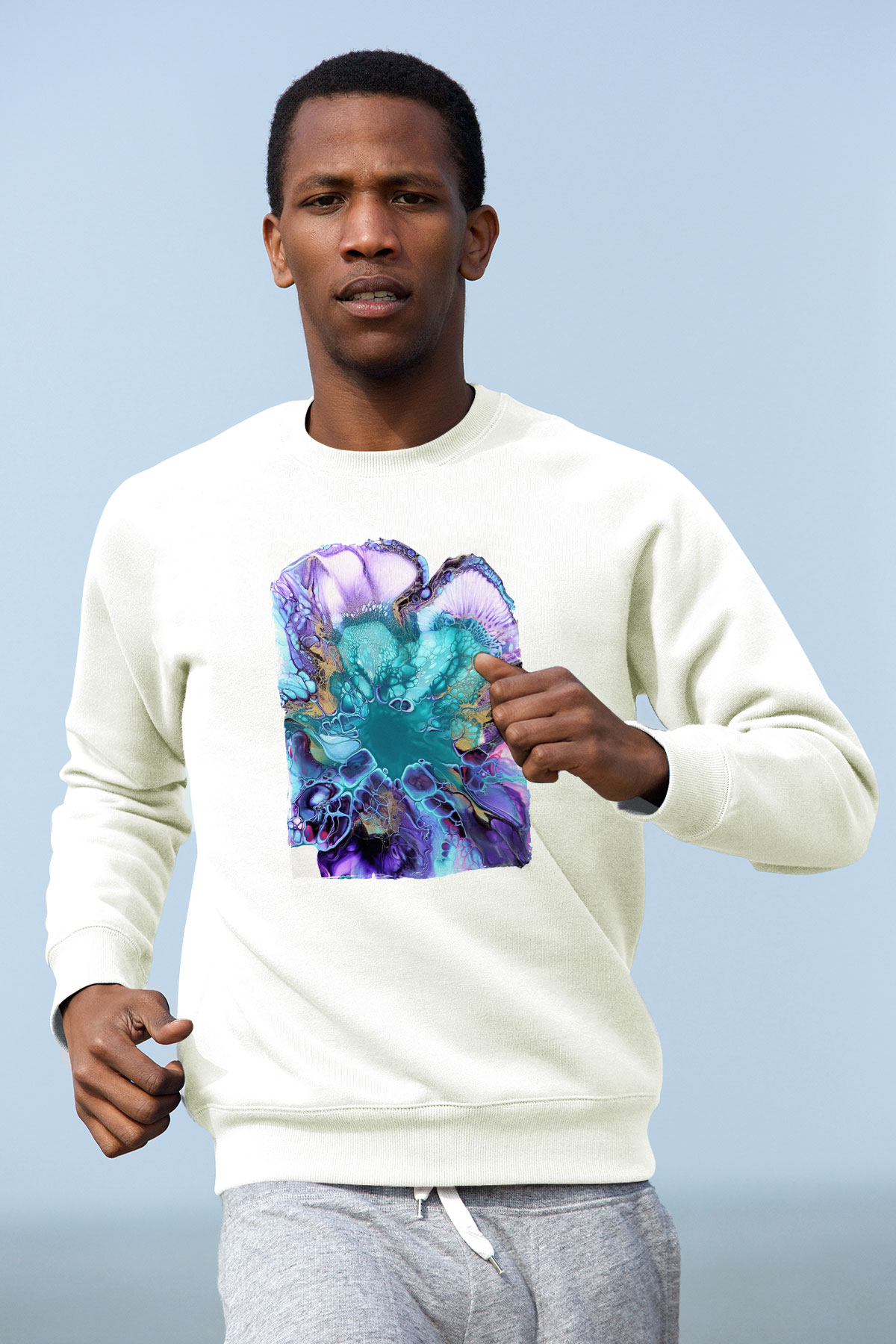 Şekil Beyaz Unisex Sweatshirt