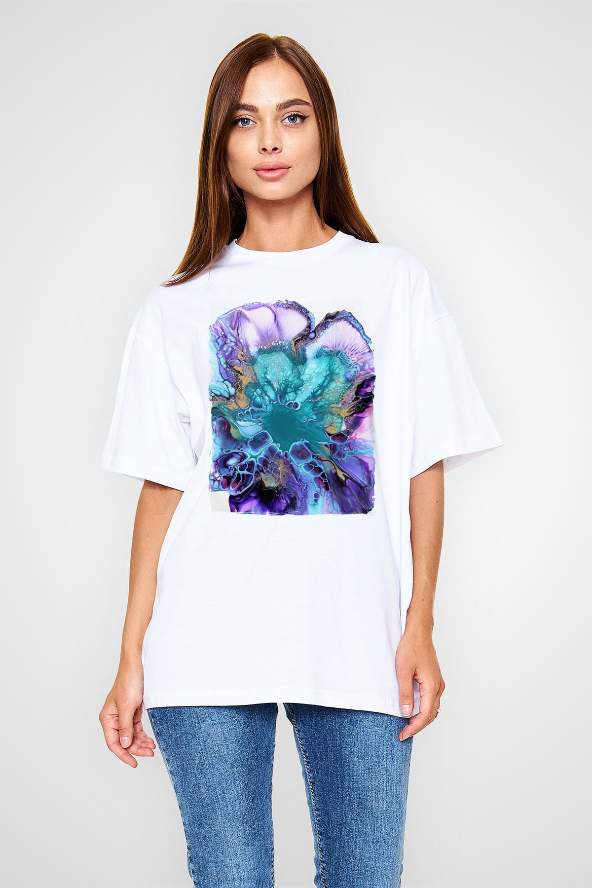 Şekil Beyaz Oversize Tişört Oversize T-shirt - TişörtFabrikası
