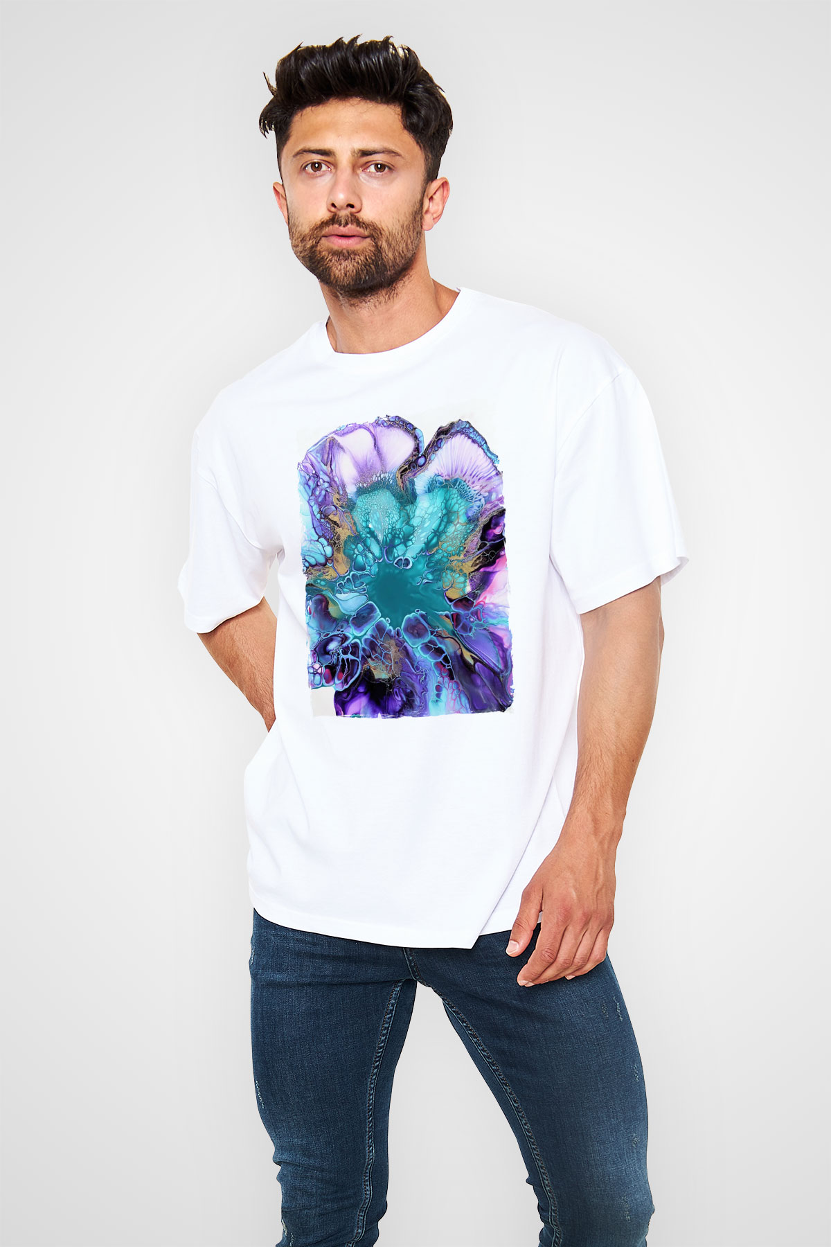 Şekil Beyaz Oversize Tişört Oversize T-shirt - TişörtFabrikası