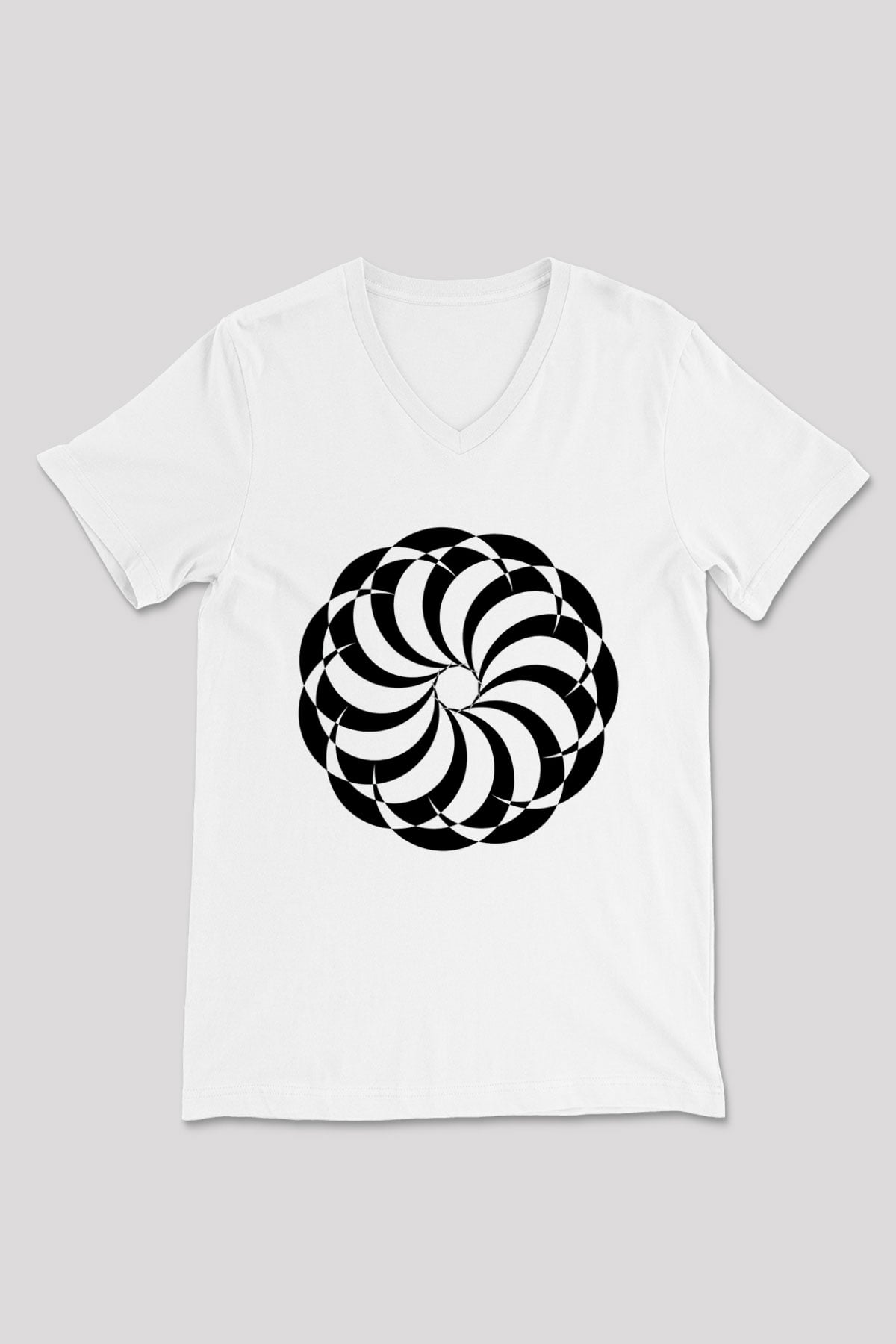 Şekil Beyaz Unisex V Yaka Tişört T-Shirt