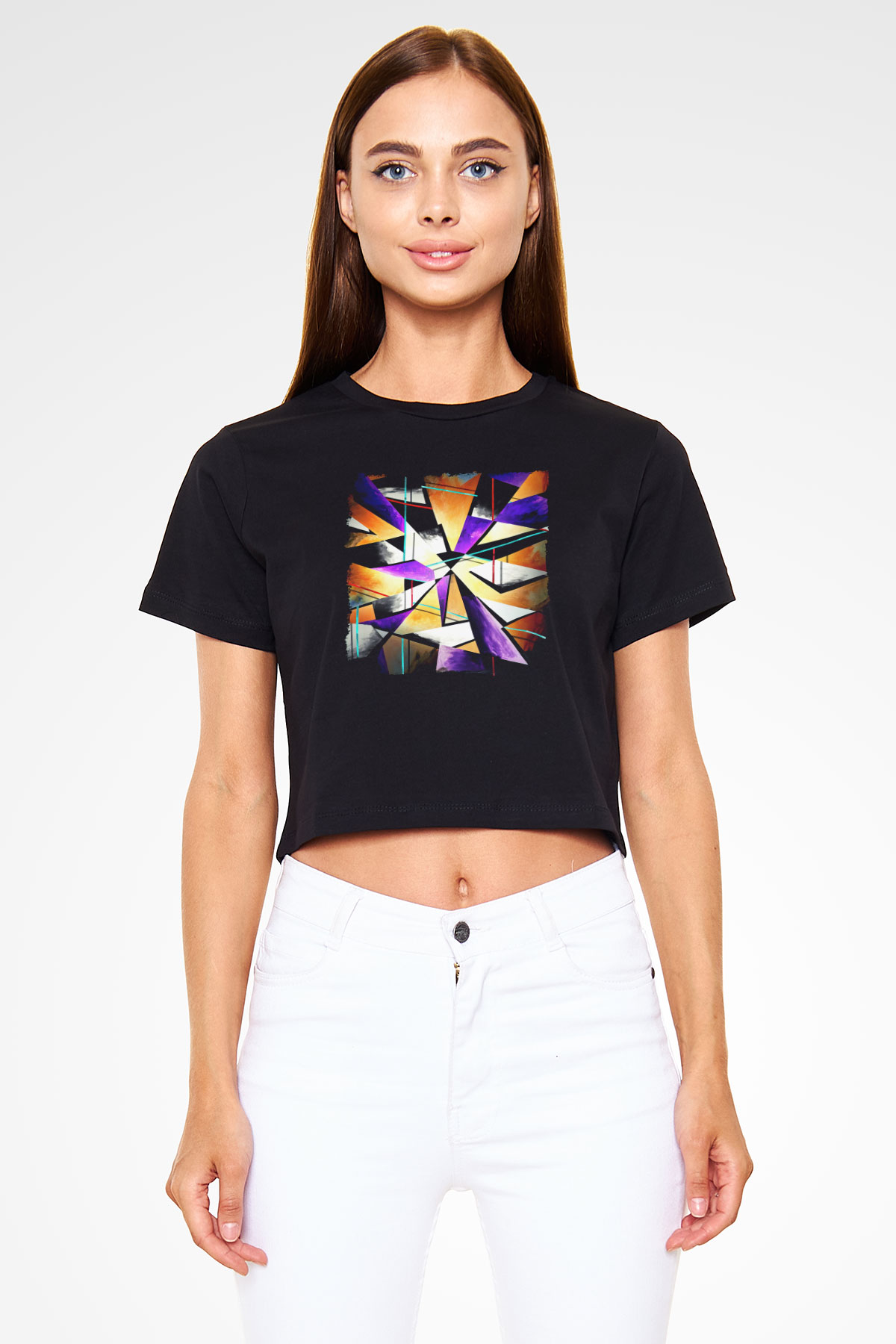 Şekil Siyah  Crop Top Tişört