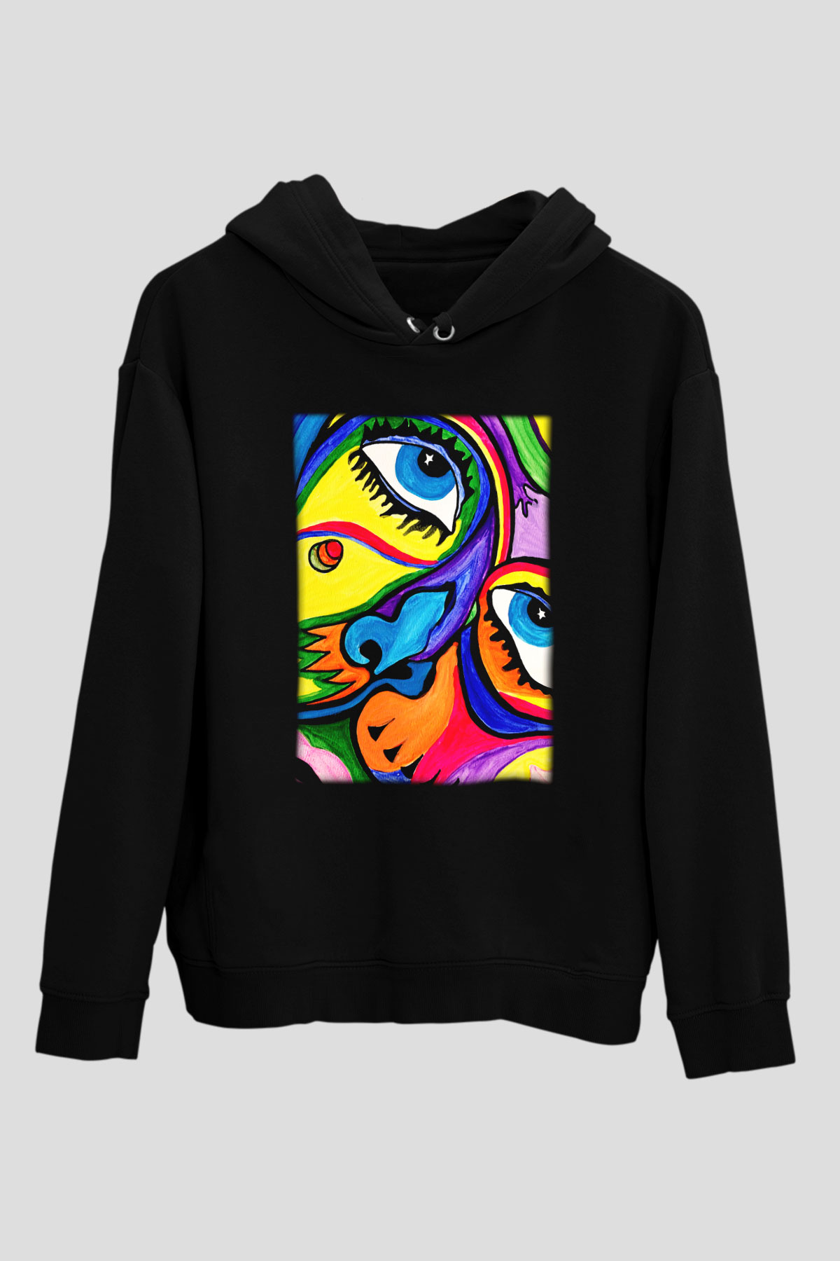 Şekil Siyah Unisex Hoodie