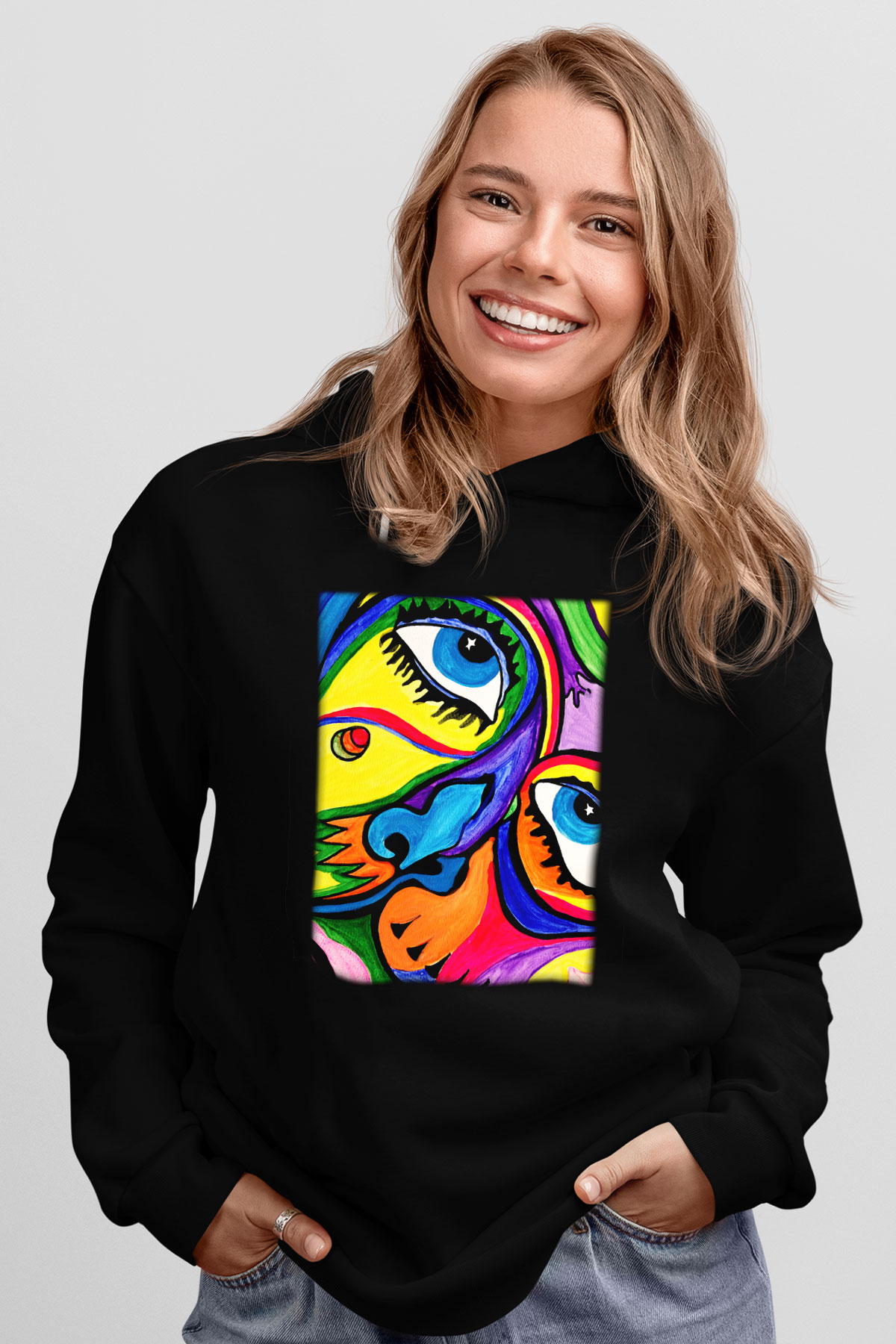 Şekil Siyah Unisex Hoodie