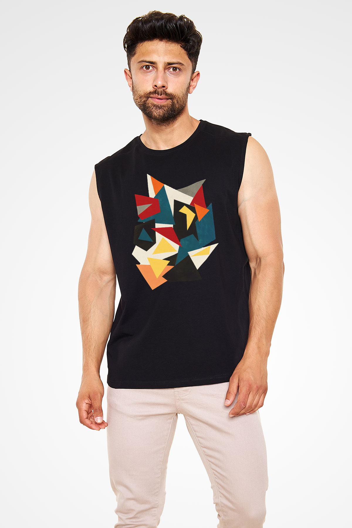 Şekil Siyah Unisex Kolsuz Tişört