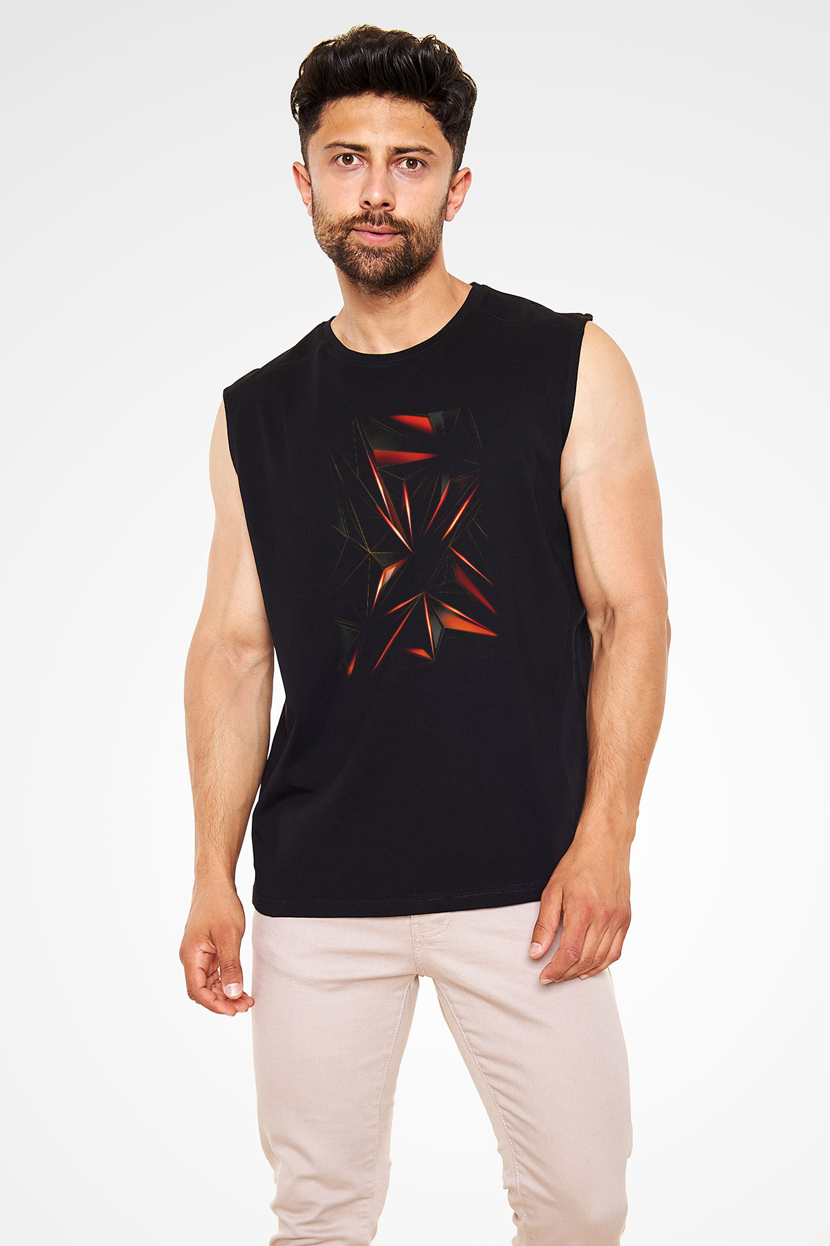 Şekil Siyah Unisex Kolsuz Tişört