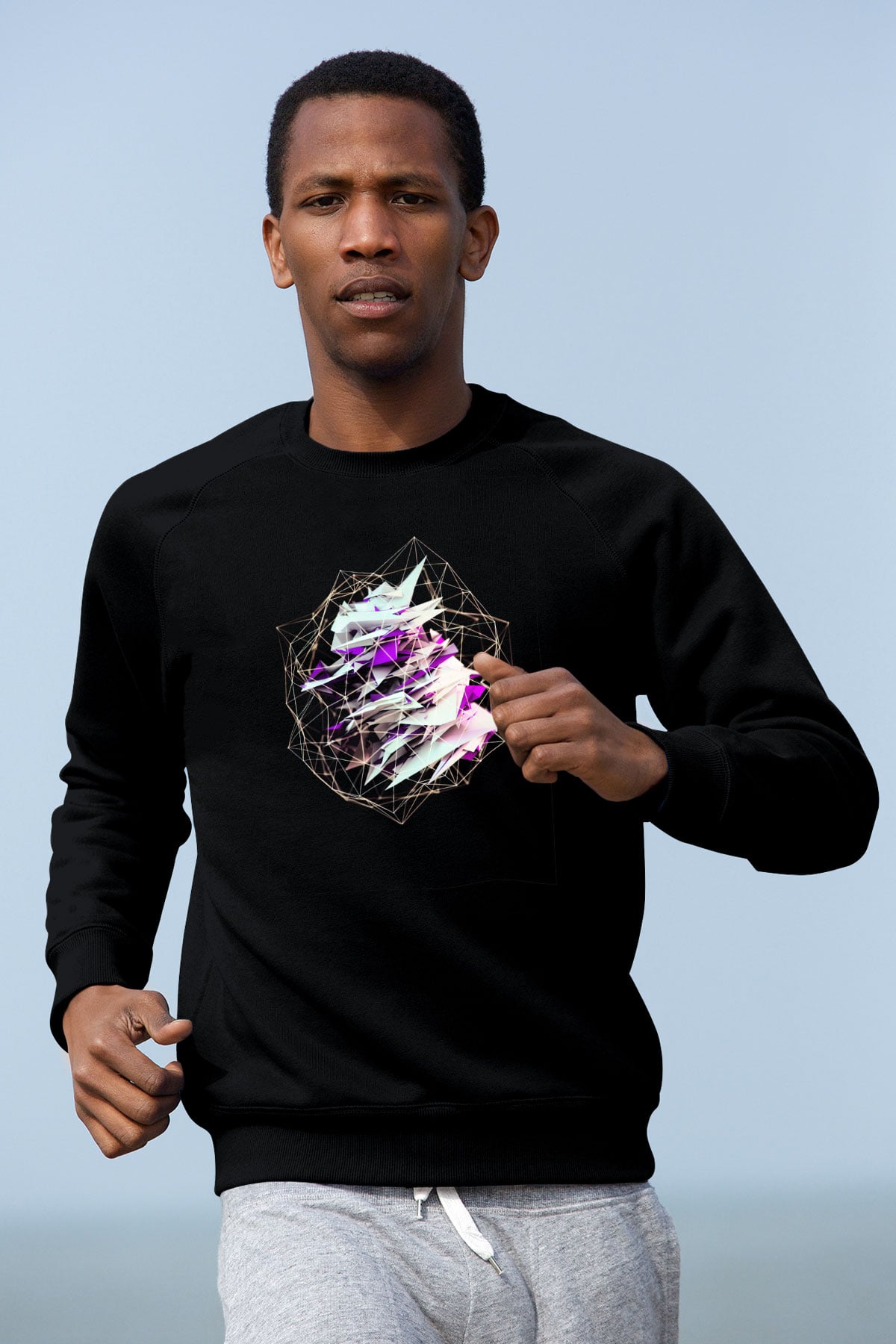 Şekil Siyah Unisex Sweatshirt