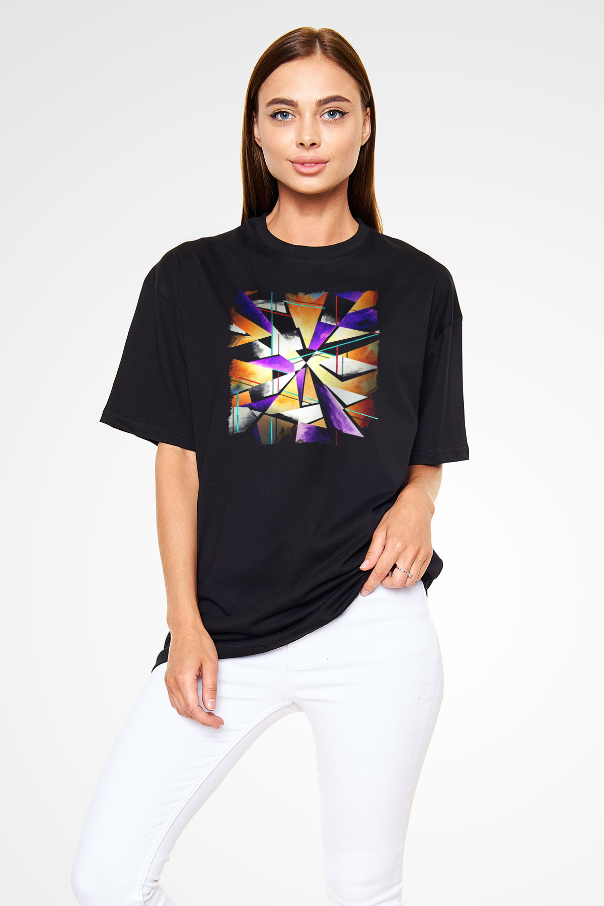 Şekil Siyah Oversize Tişört Oversize T-shirt - TişörtFabrikası