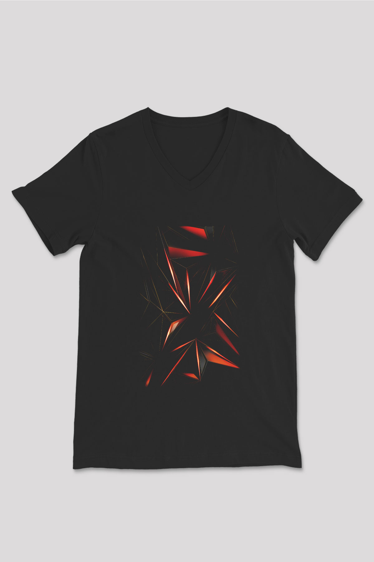 Şekil Siyah Unisex V Yaka Tişört T-Shirt