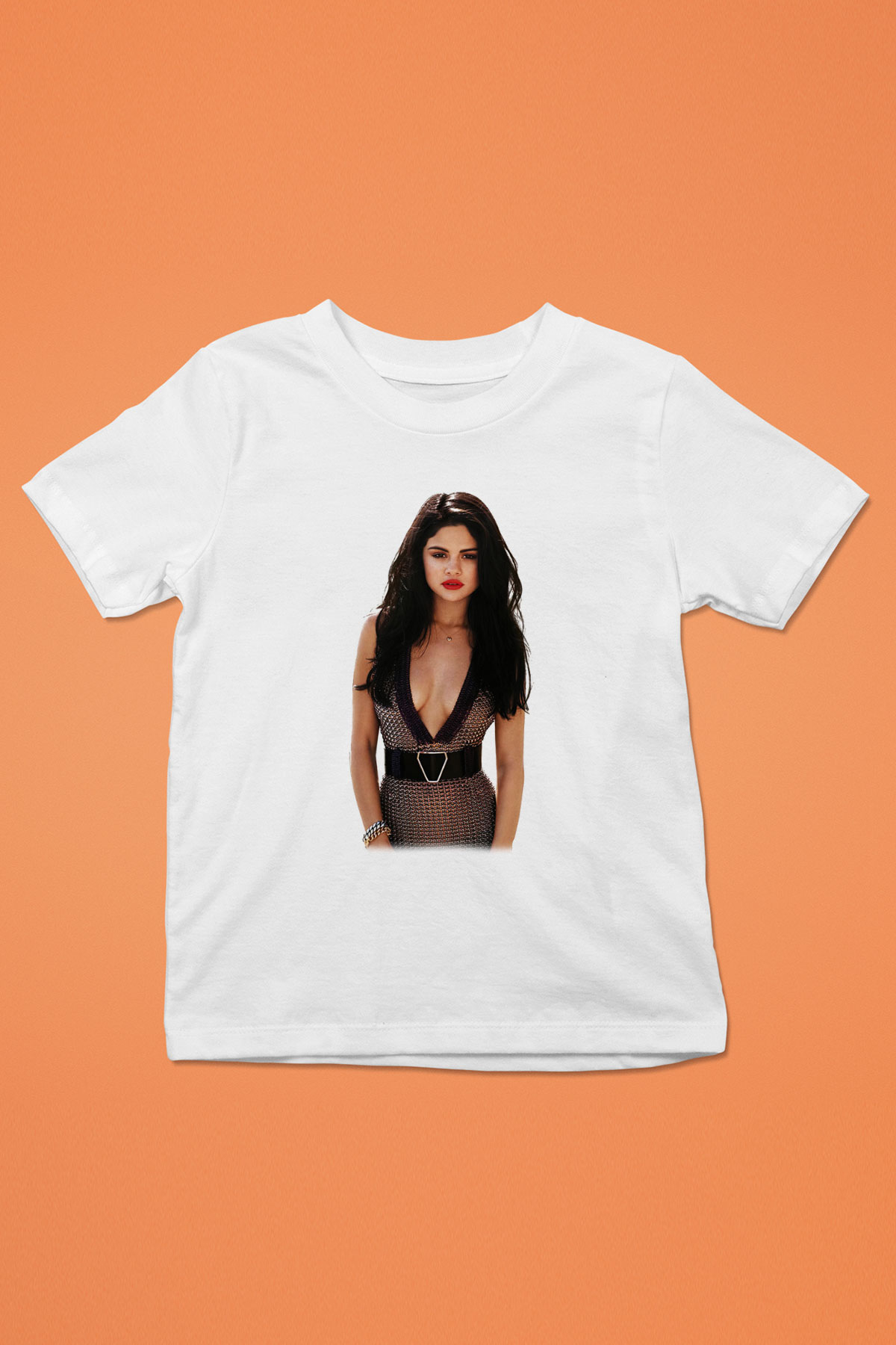 Selena Gomez Baskılı Beyaz Unisex Çocuk Tişört