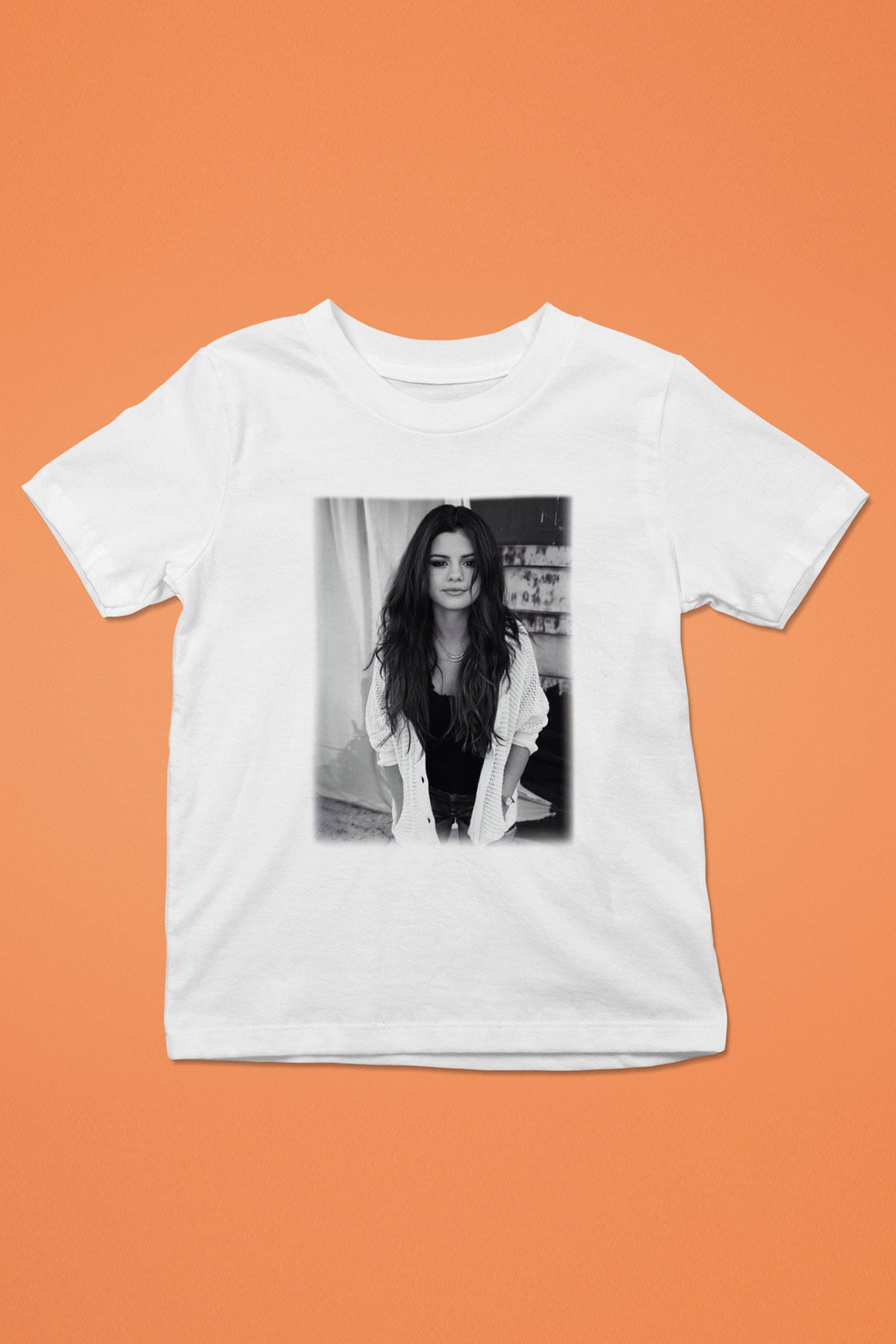 Selena Gomez Baskılı Beyaz Unisex Çocuk Tişört