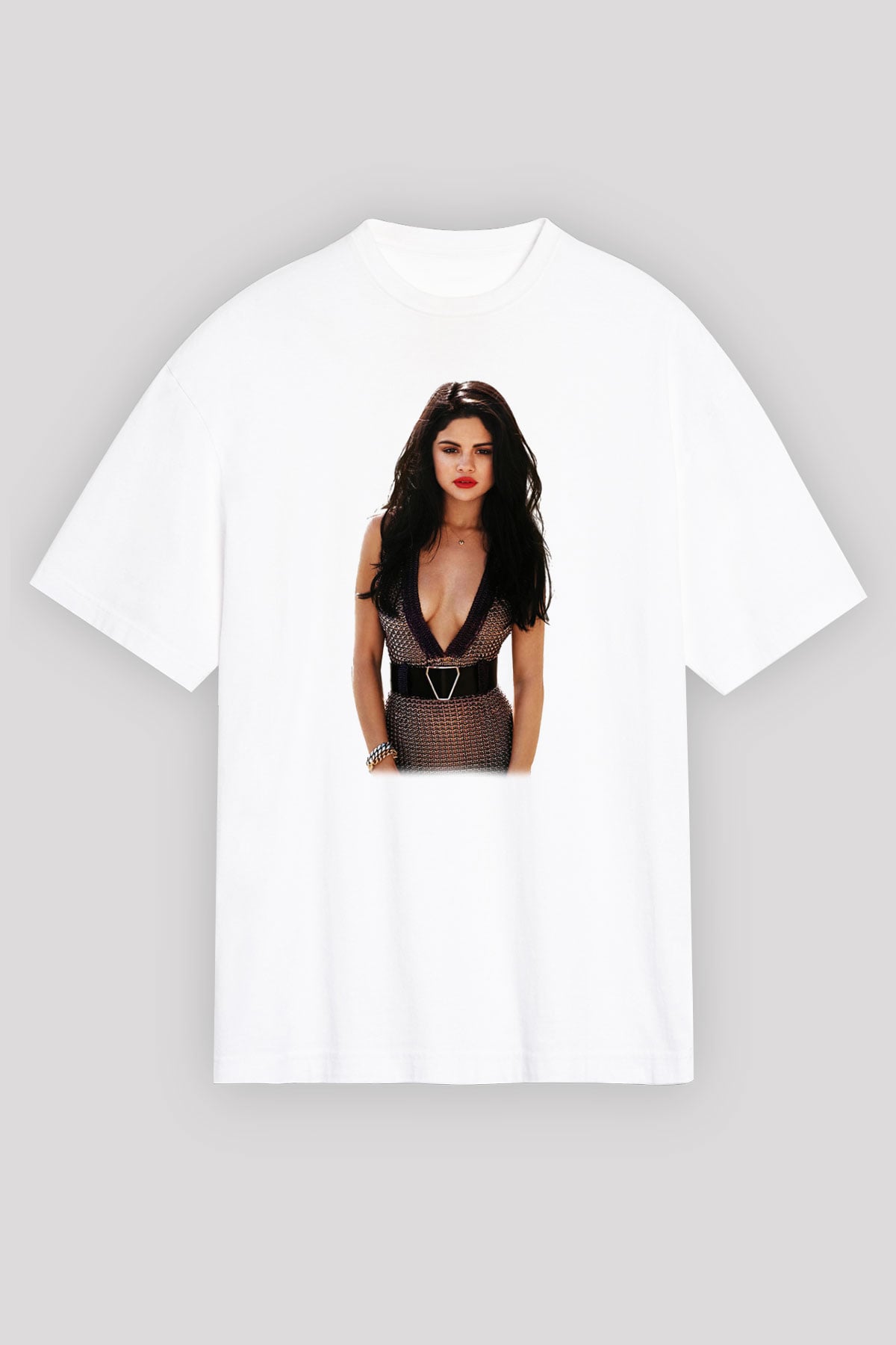 Selena Gomez Beyaz Unisex Oversize Tişört T-Shirt