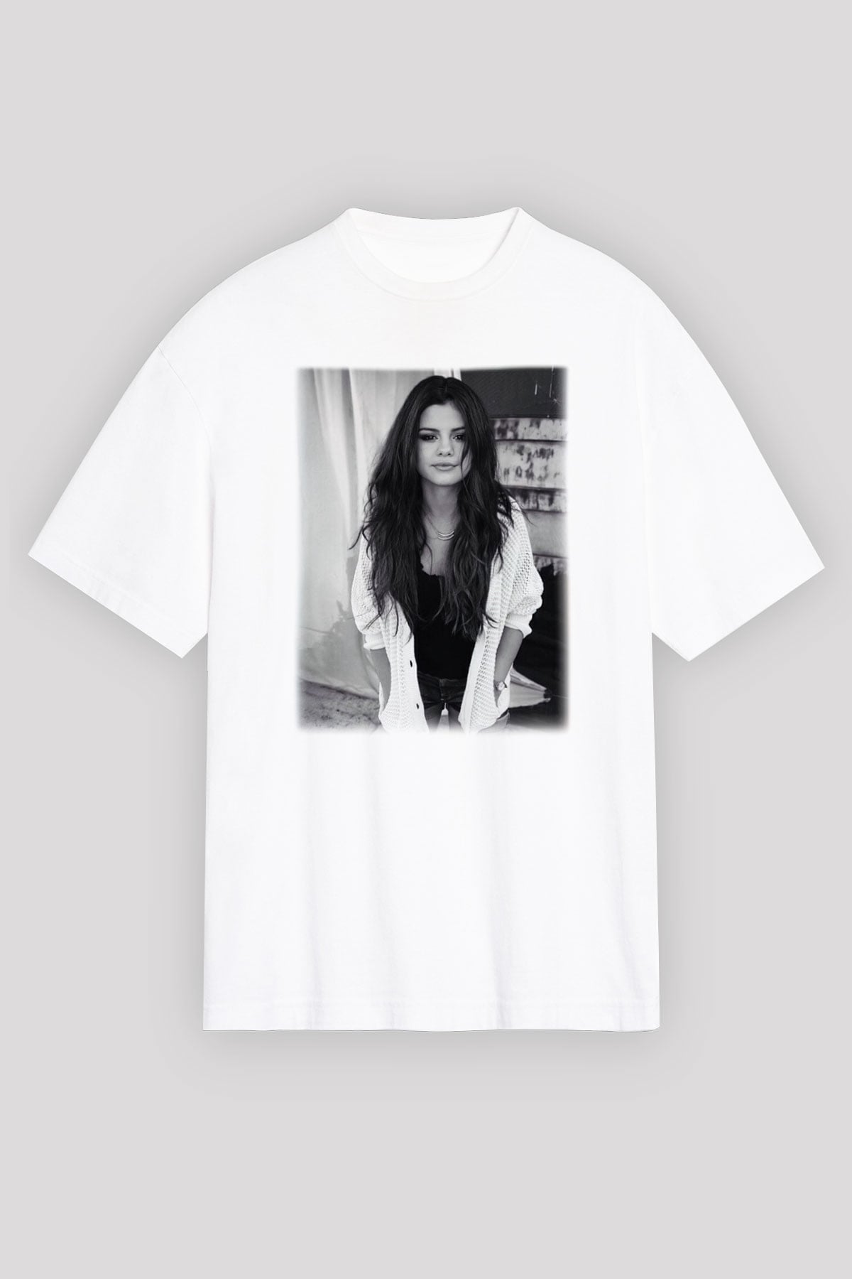 Selena Gomez Beyaz Unisex Oversize Tişört T-Shirt