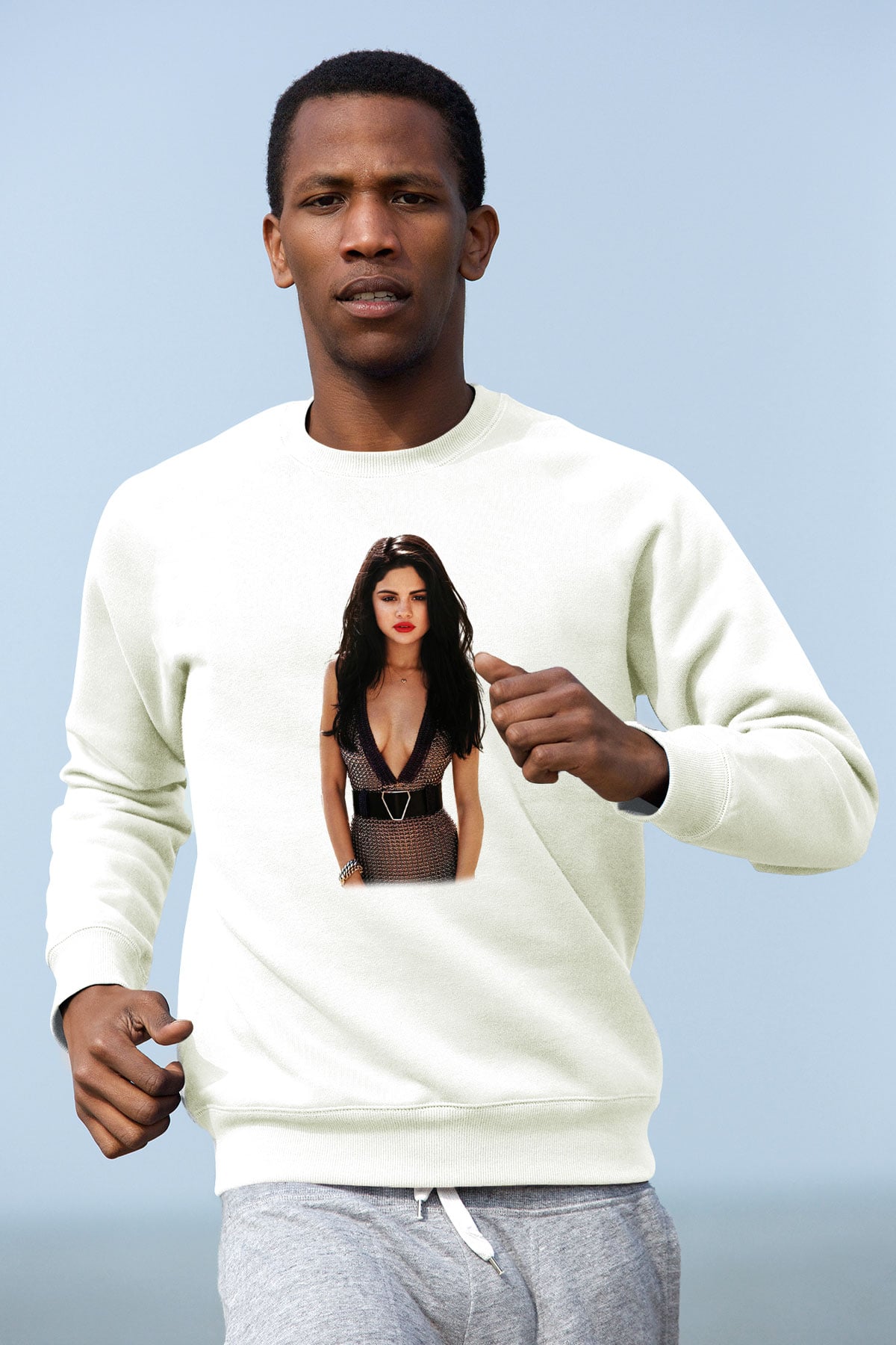 Selena Gomez Beyaz Unisex Sweatshirt