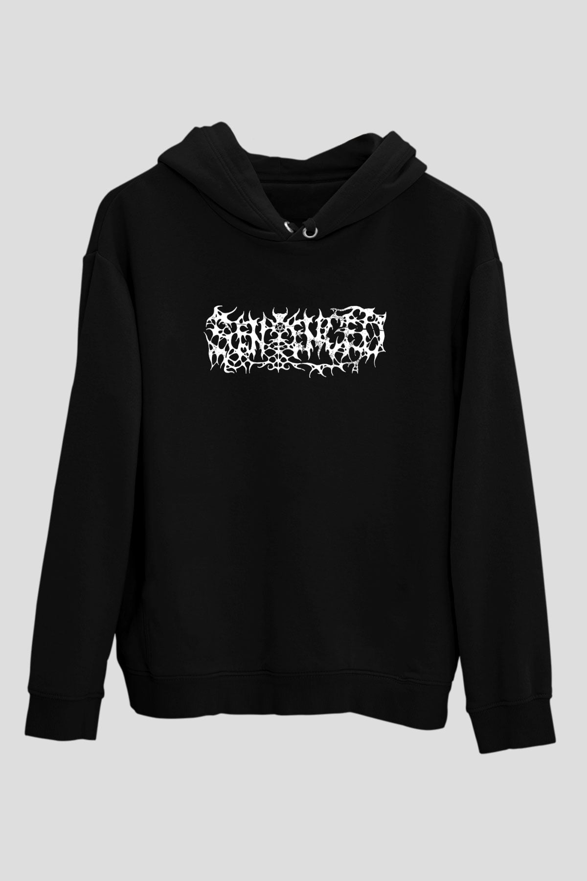 Sentenced Baskılı Unisex Siyah Kapüşonlu Sweatshirt