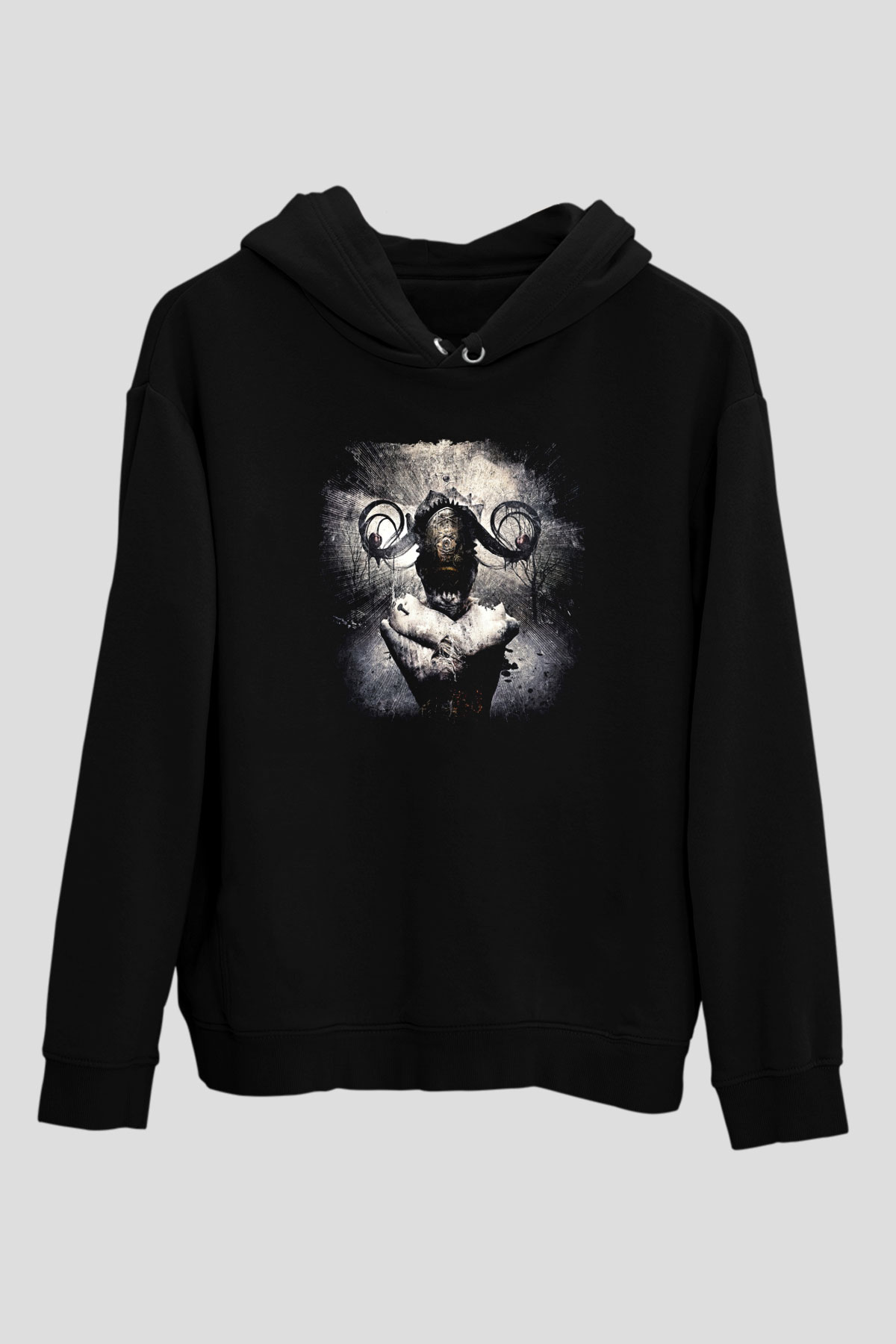 Septicflesh Baskılı Unisex Siyah Kapüşonlu Sweatshirt