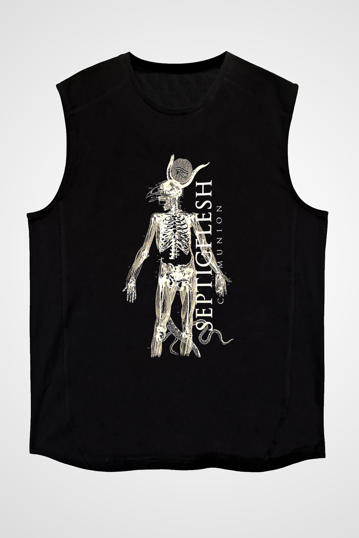 Septicflesh Baskılı Unisex Siyah Kolsuz Tişört - Tshirt