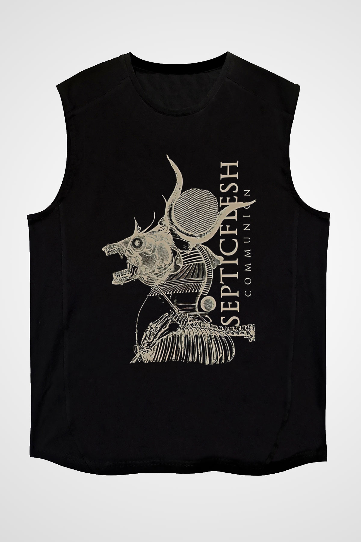 Septicflesh Baskılı Unisex Siyah Kolsuz Tişört - Tshirt