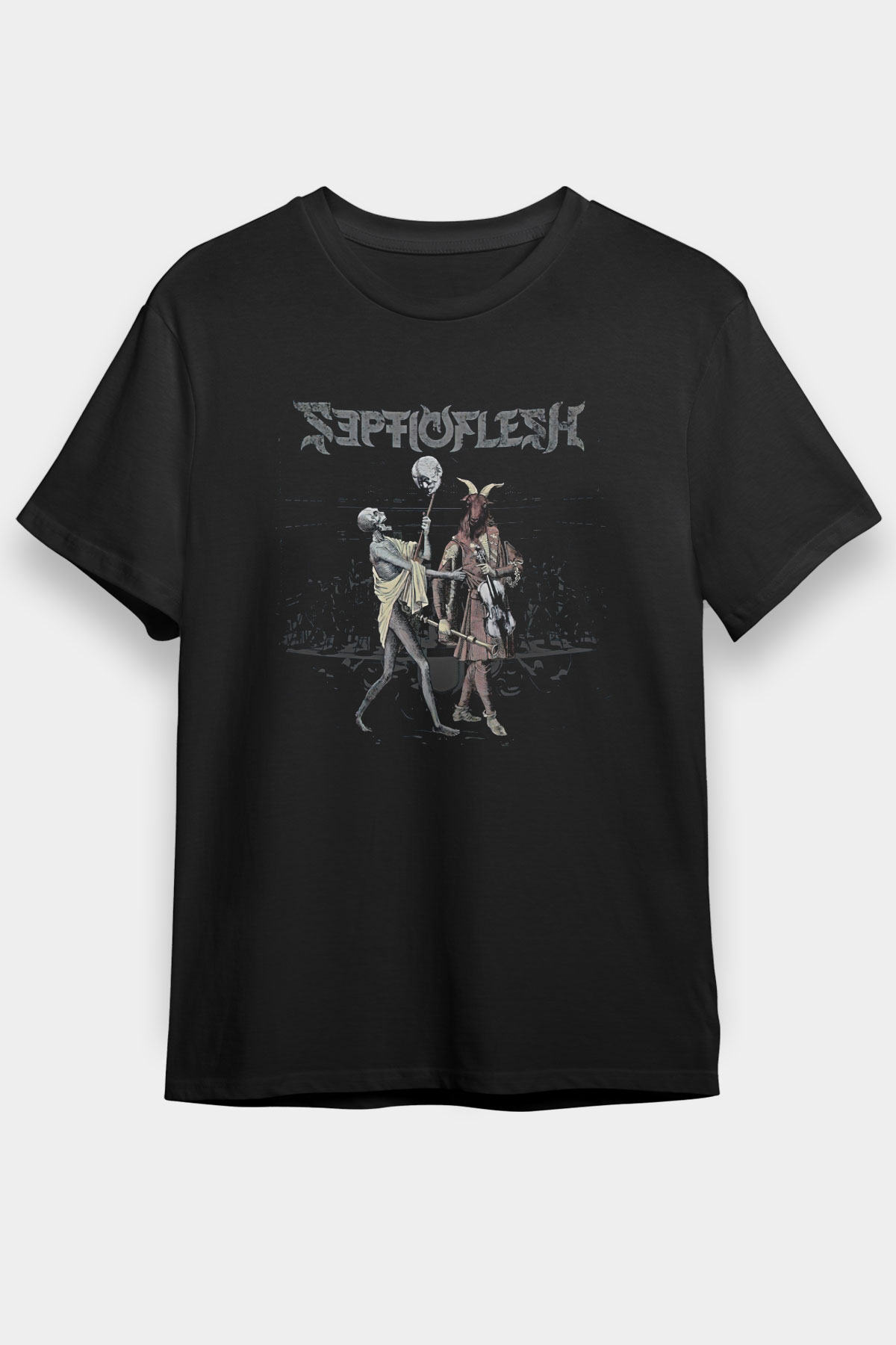 Septicflesh Baskılı Unisex Siyah Tişört - Tshirt