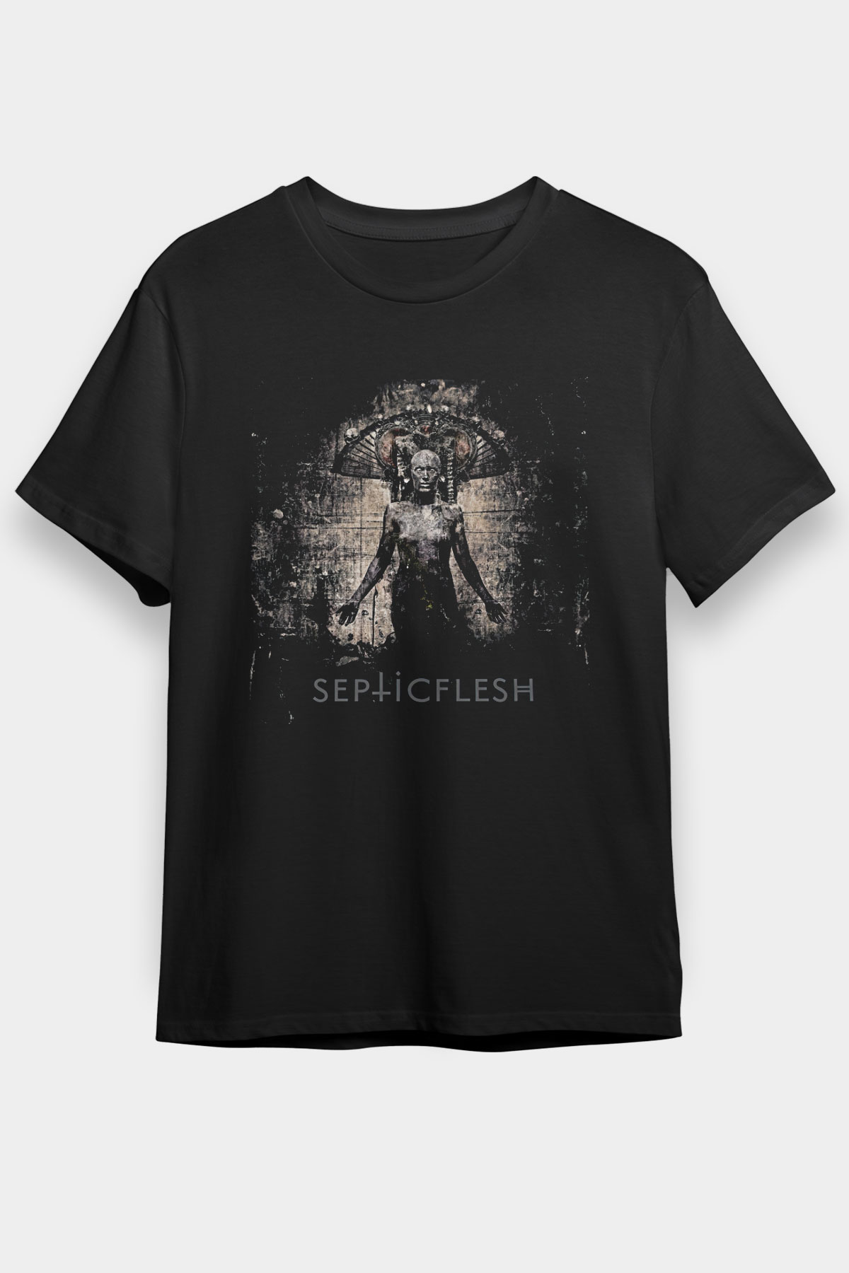 Septicflesh Baskılı Unisex Siyah Tişört - Tshirt