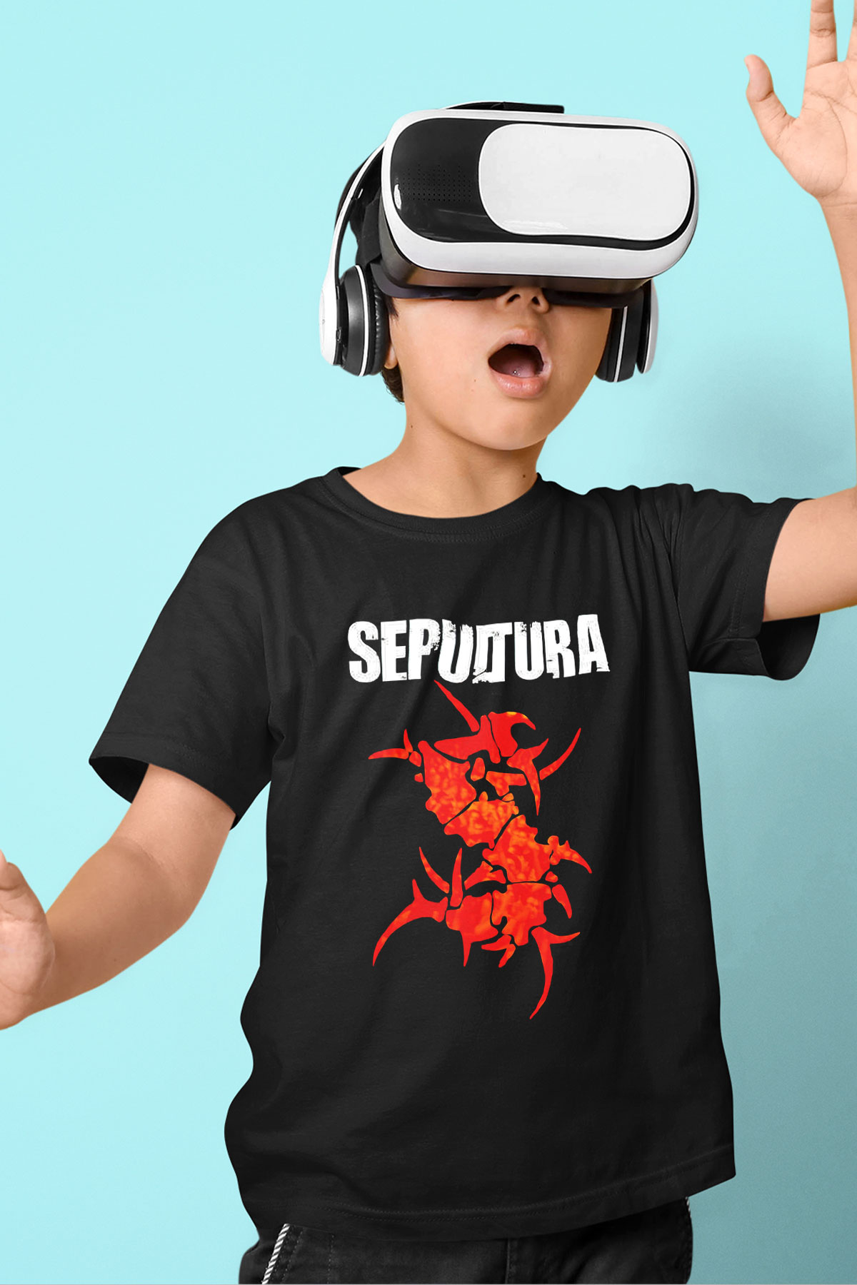 Sepultura Baskılı Siyah Unisex Çocuk Tişört