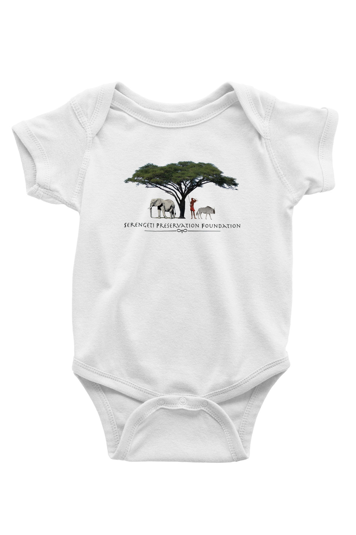 Serengeti Milli Park Baskılı Beyaz Unisex Bebek Body - Zıbın