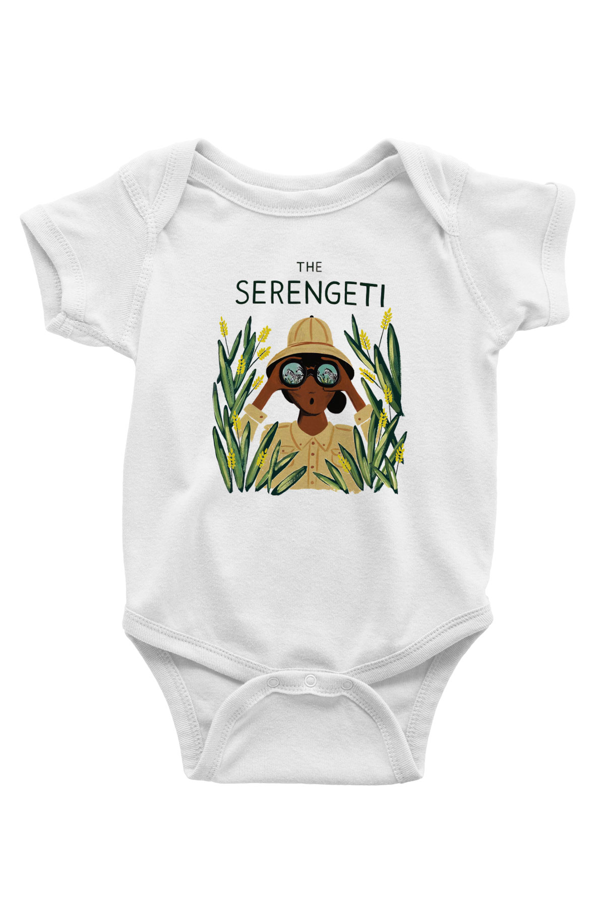 Serengeti Milli Park Baskılı Beyaz Unisex Bebek Body - Zıbın