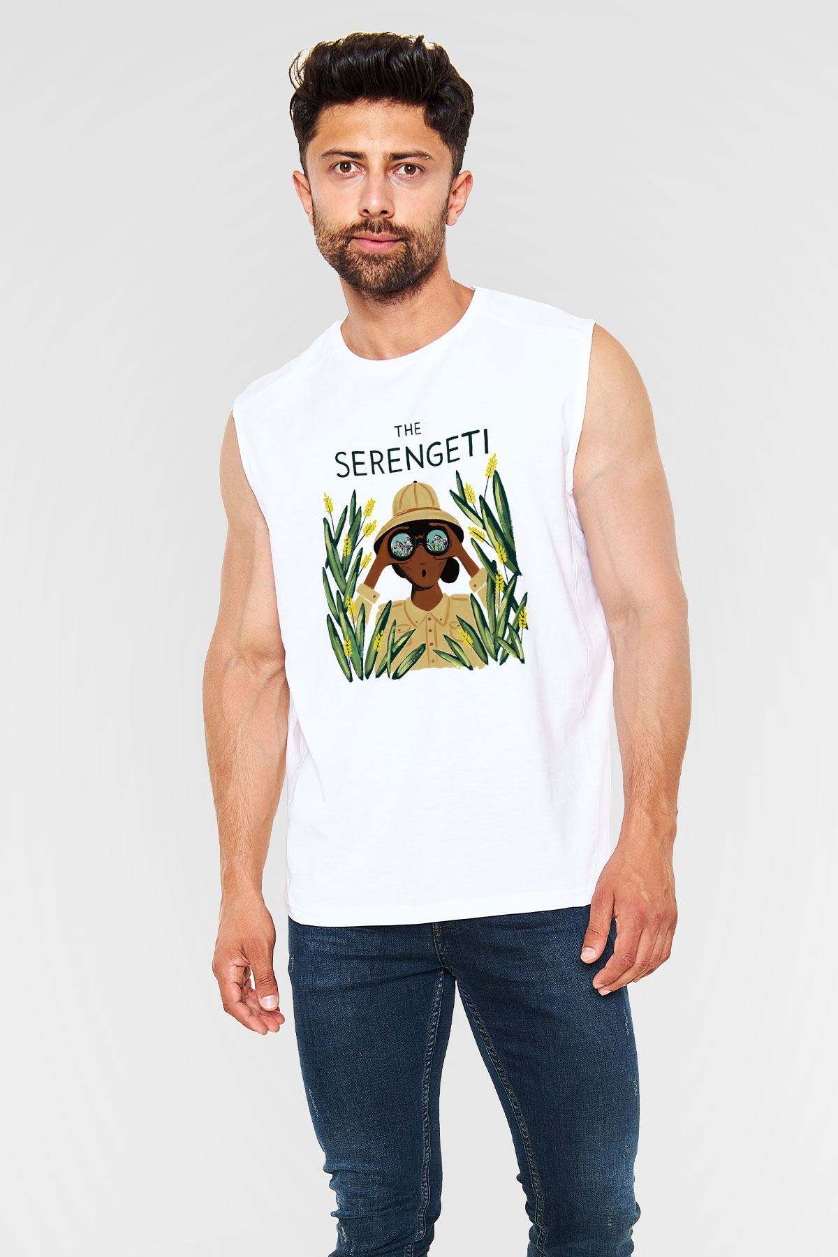 Serengeti Milli Park Beyaz Unisex Kolsuz Tişört